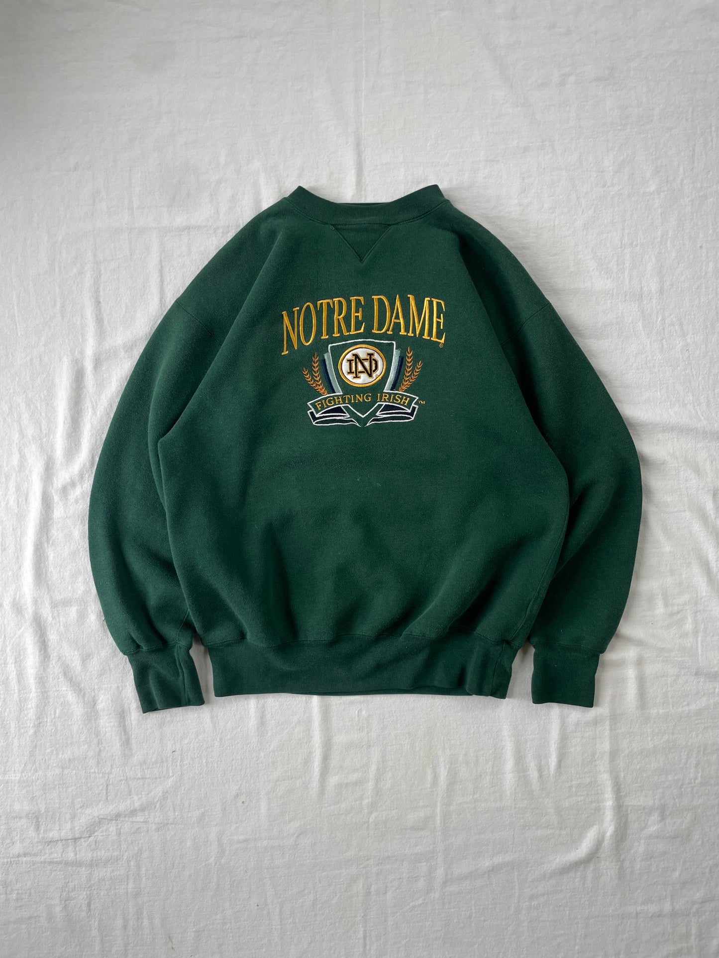 Vintage Notre Dame Green Crewneck Large