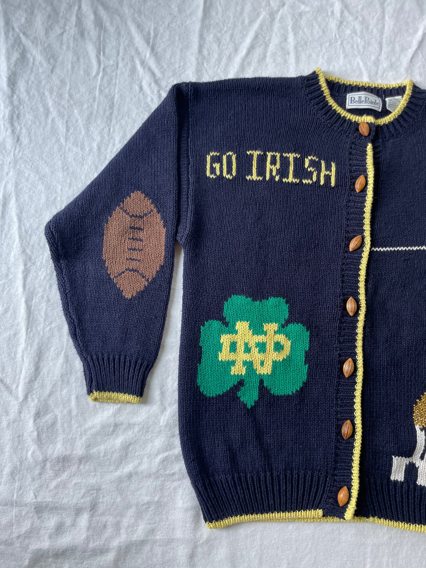 Vintage Notre Dame Knit Cardigan Sweater Medium