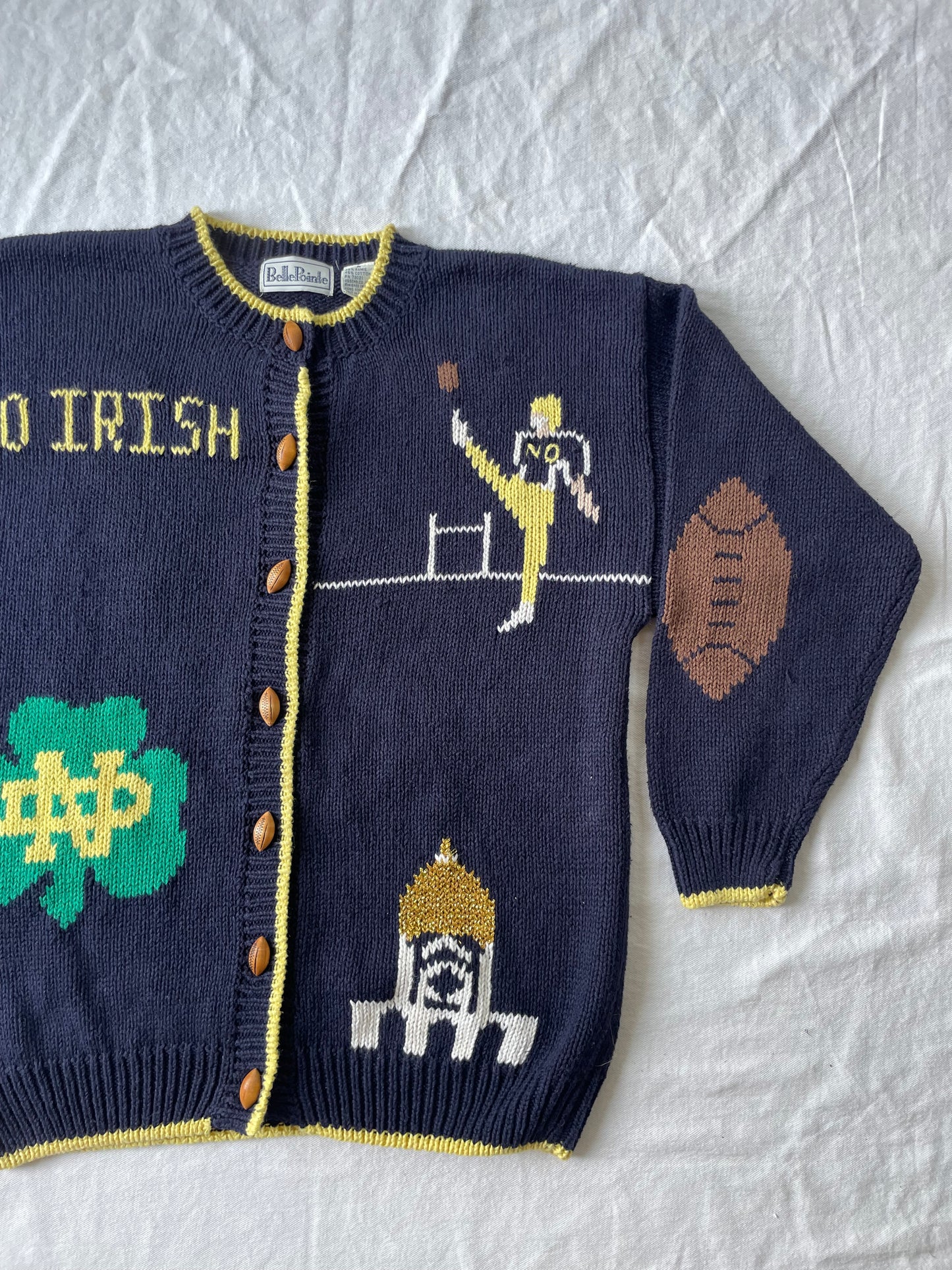 Vintage Notre Dame Knit Cardigan Sweater Medium