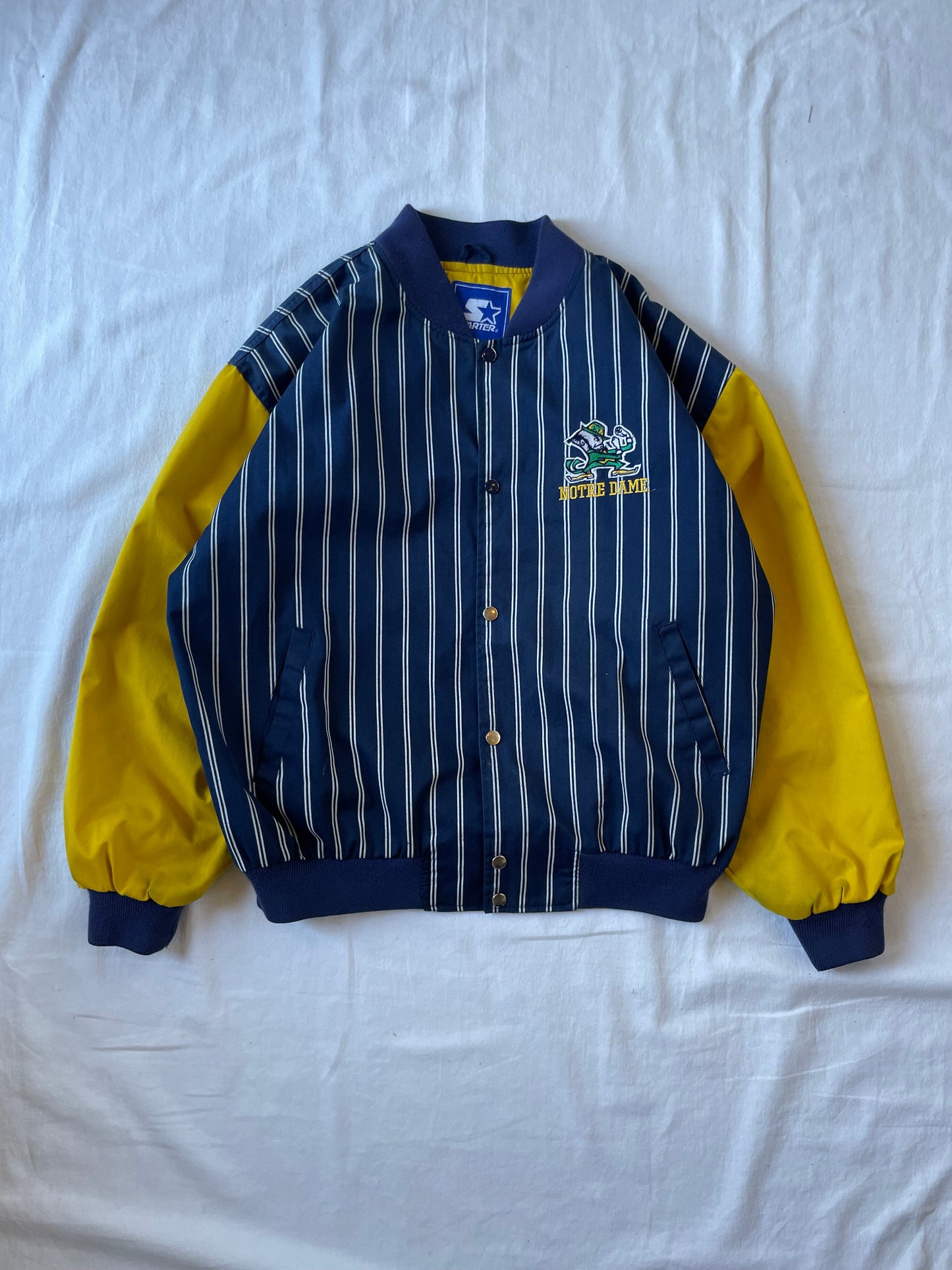 Vintage Notre Dame Striped Bomber Jacket Large