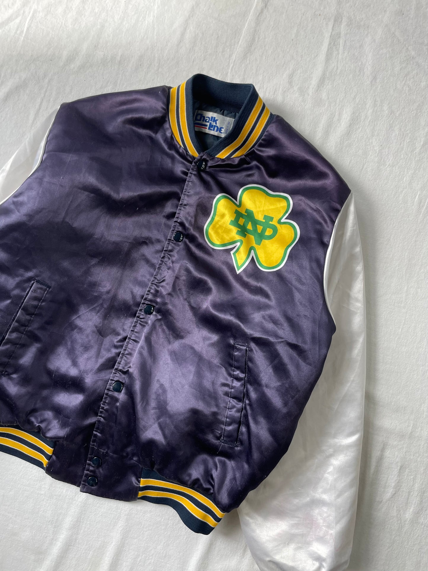 Vintage Notre Dame Satin Jacket Large
