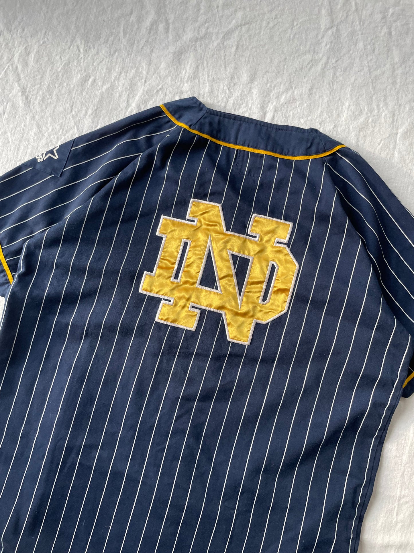 Vintage Notre Dame Starter Pinstriped Baseball Jersey XLarge