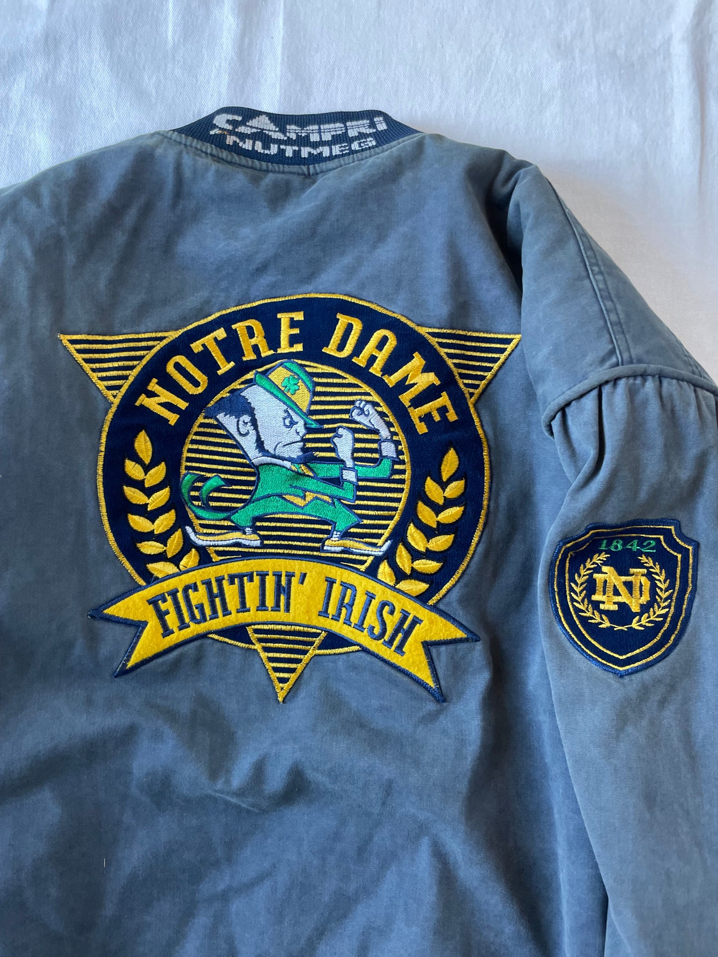 Vintage Notre Dame Bomber Jacket Large