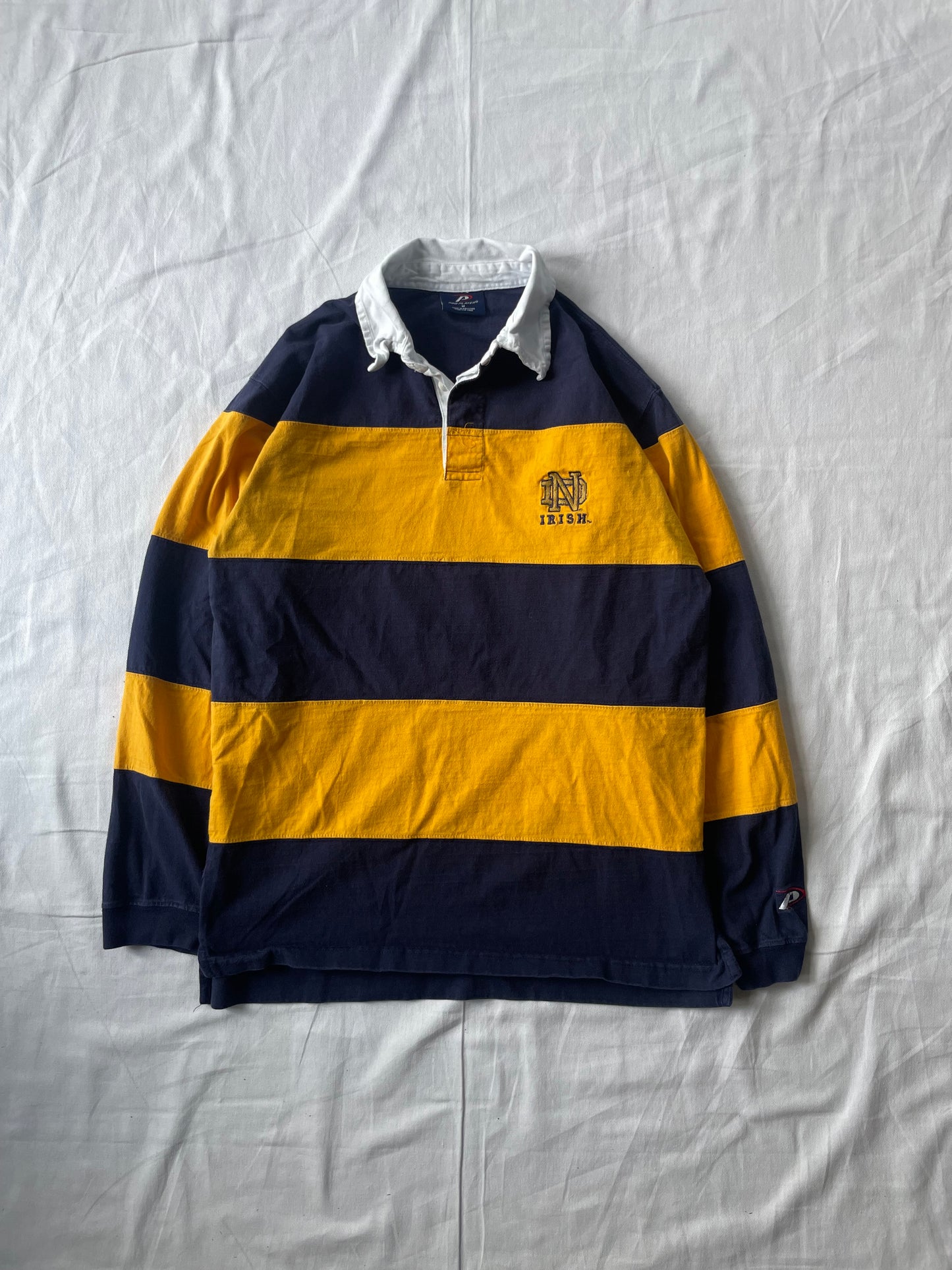 Vintage Notre Dame Striped Rugby Polo Medium