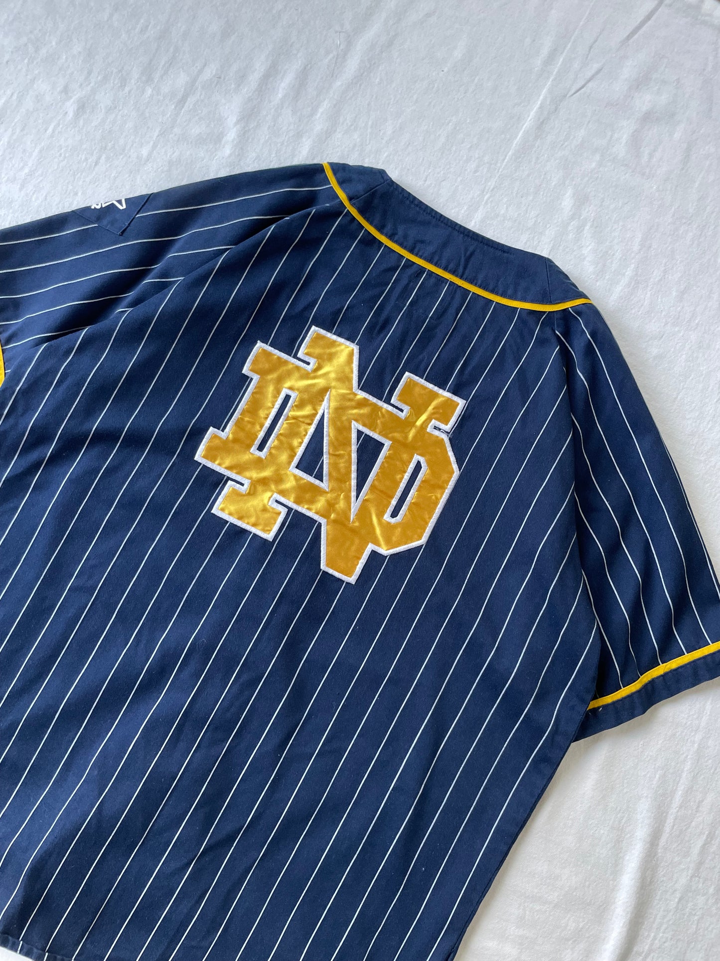 Vintage Notre Dame Pinstripe Baseball Jersey XLarge