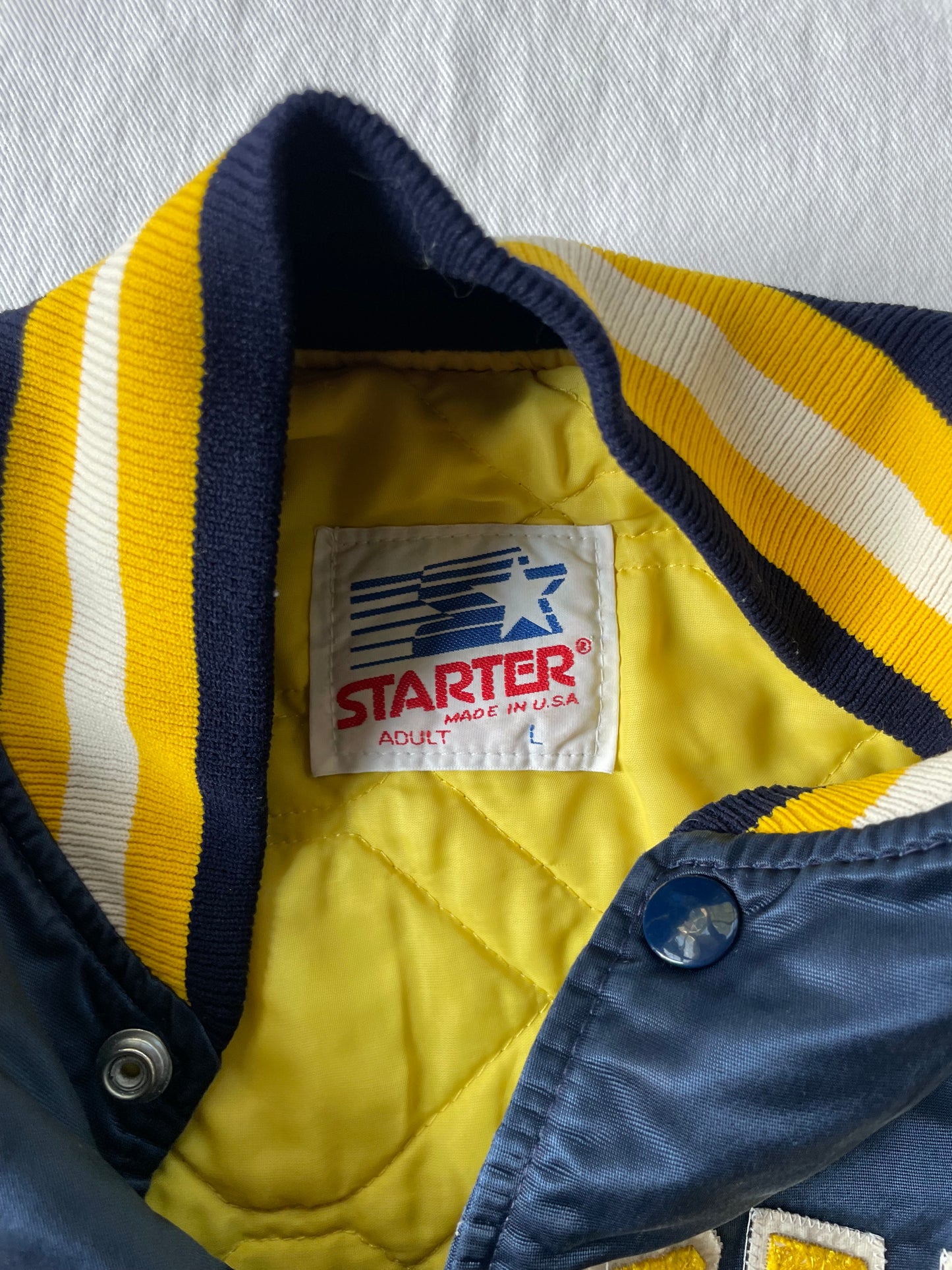 Vintage Notre Dame Satin Starter Bomber Jacket Large