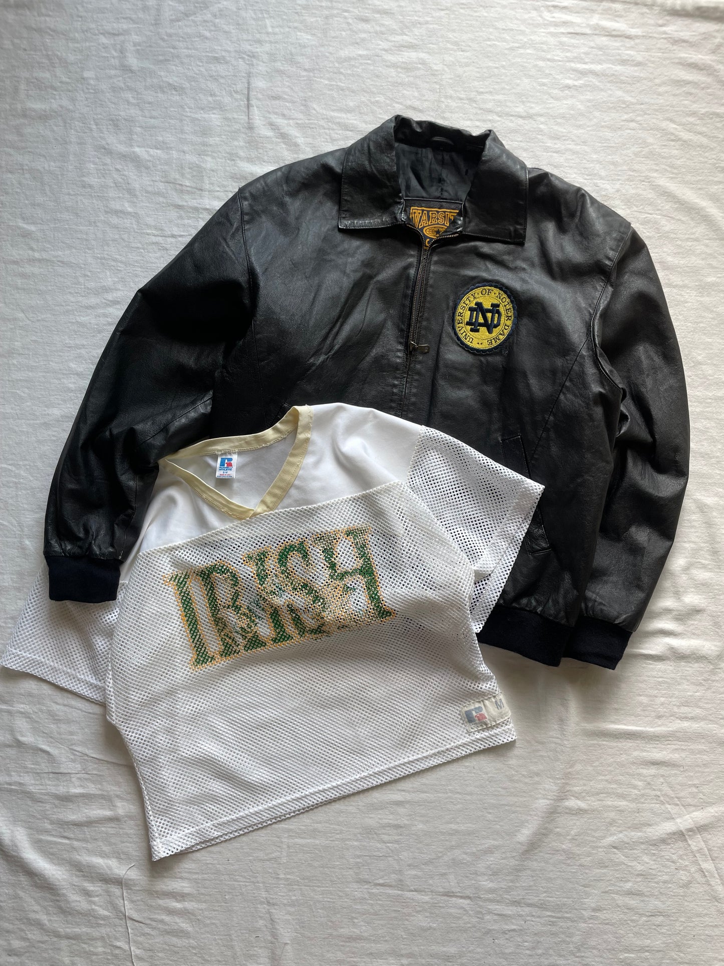 Vintage Notre Dame Black Leather Jacket XLarge