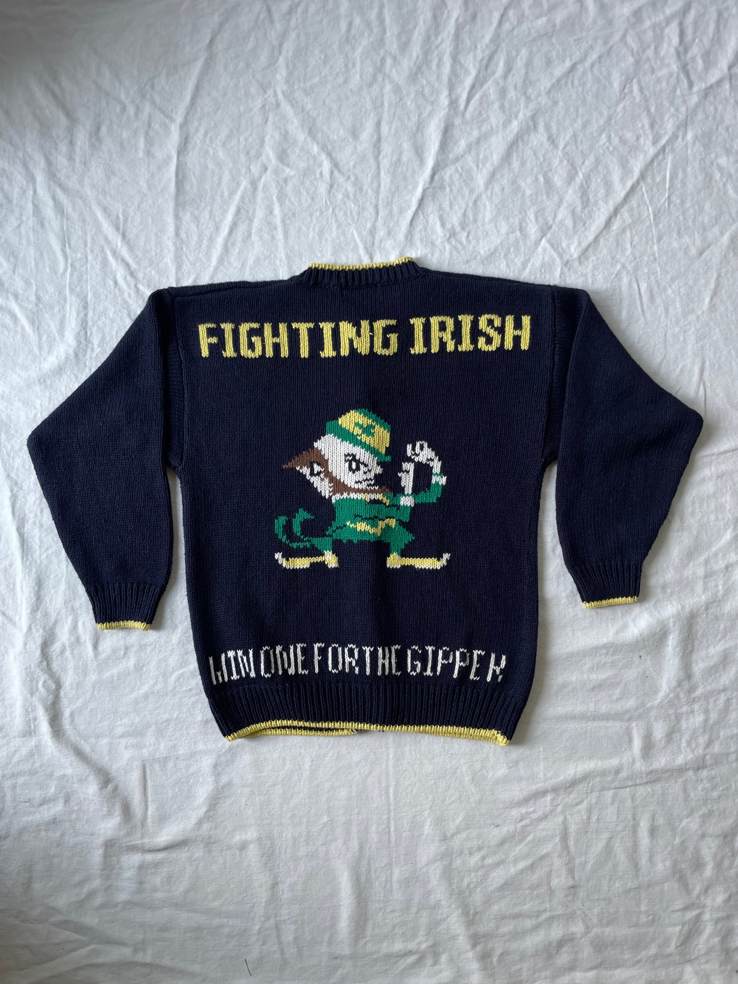 Vintage Notre Dame Knit Cardigan Sweater Medium