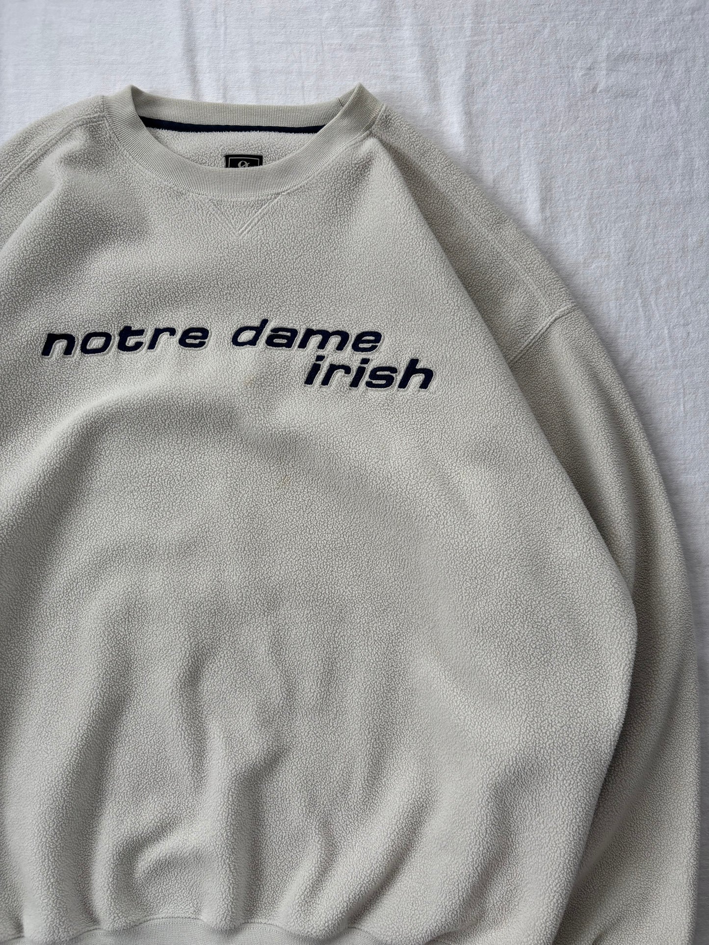 Vintage Notre Dame Cream Fleece Crewneck 2XL