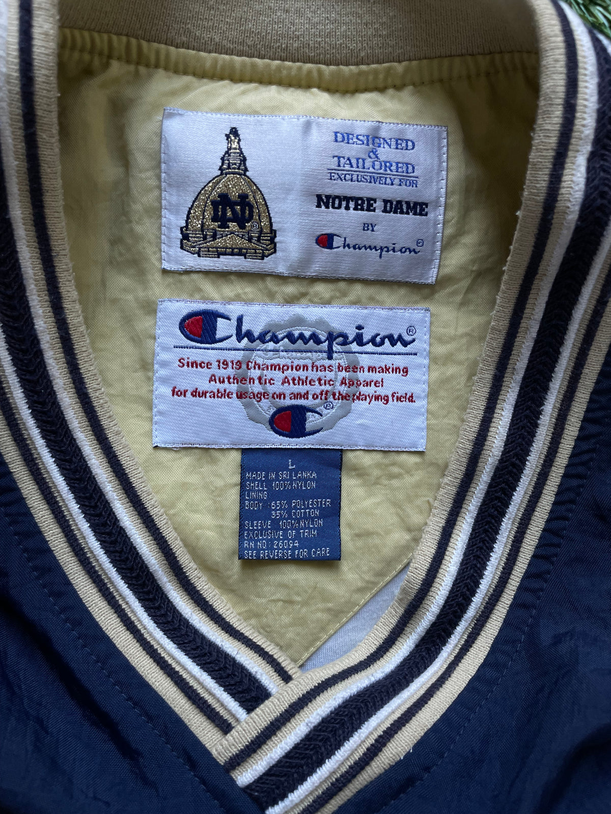 Vintage Notre Dame Pullover Windbreaker Large