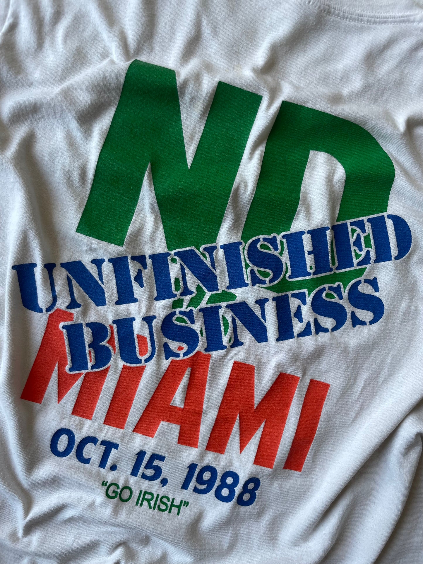 AUCTION! Vintage ORIGINAL 1988 CATHOLICS vs. CONVICTS ND vs. MIAMI Tee Medium