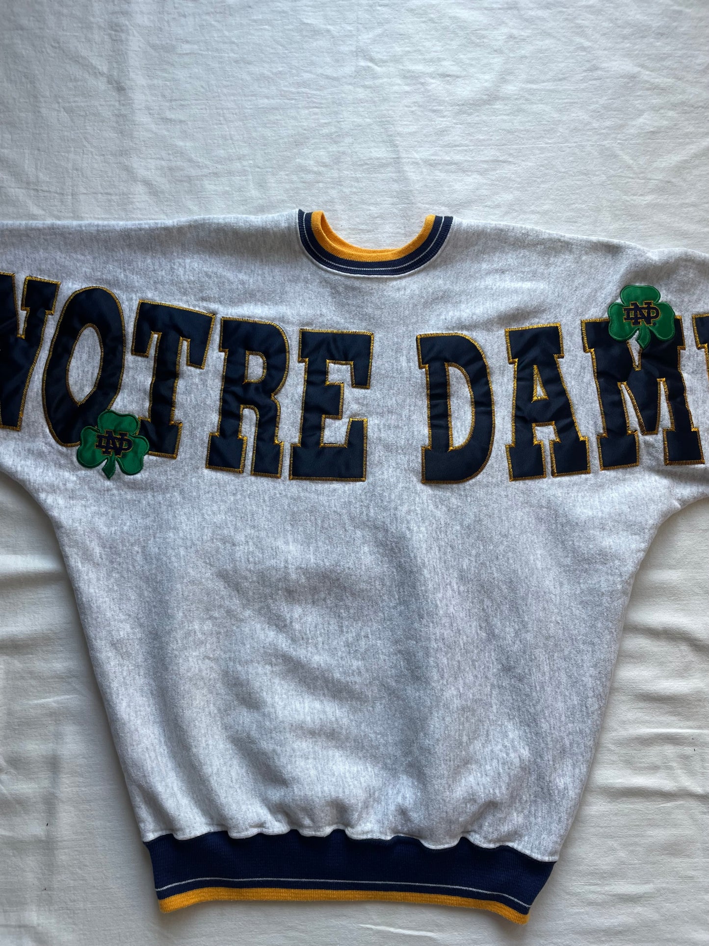 Vintage Notre Dame Spell Out Crewneck Large