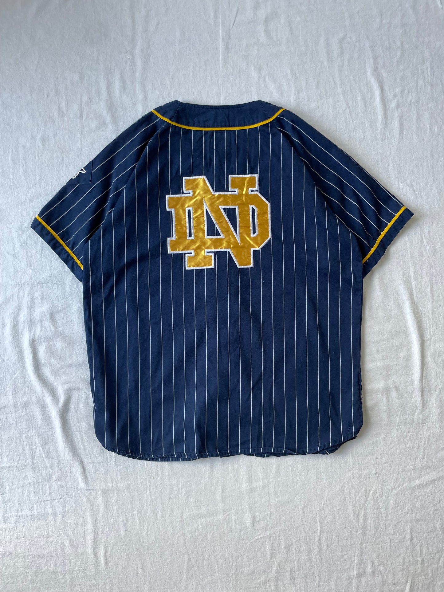Vintage Notre Dame Pinstripe Baseball Jersey XLarge