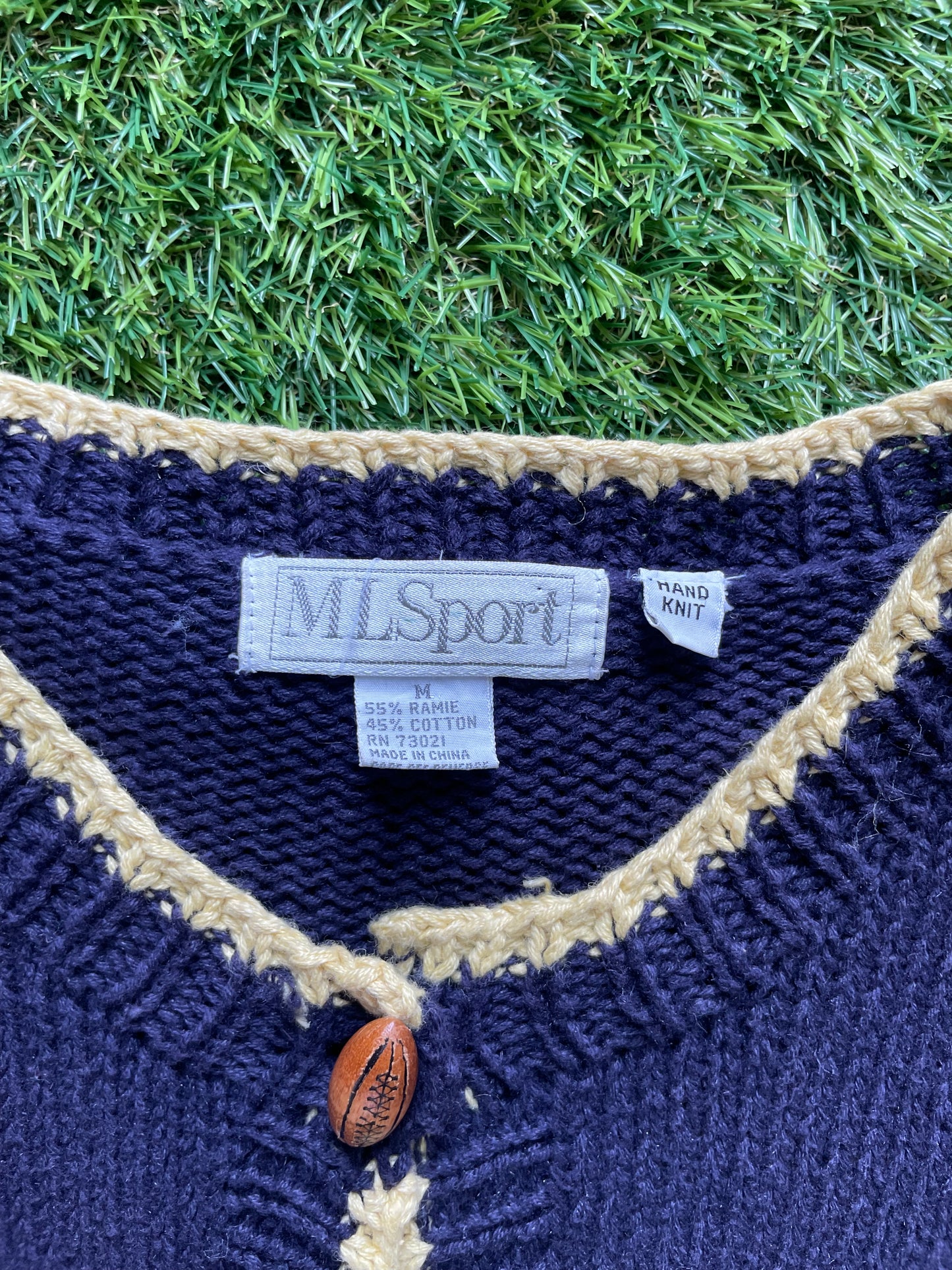 Vintage Notre Dame Football Knit Cardigan Sweater Medium