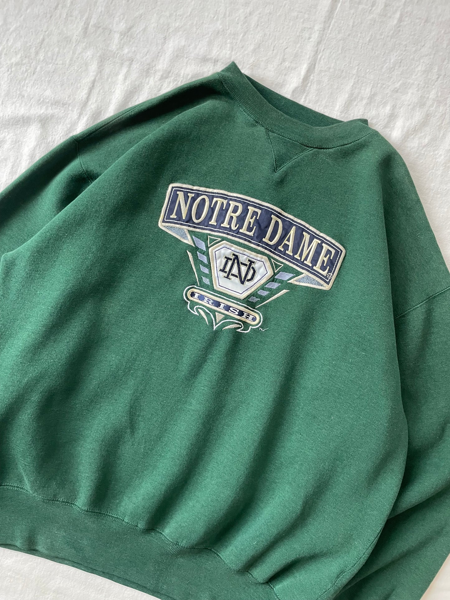 Vintage Notre Dame Green Crewneck XLarge