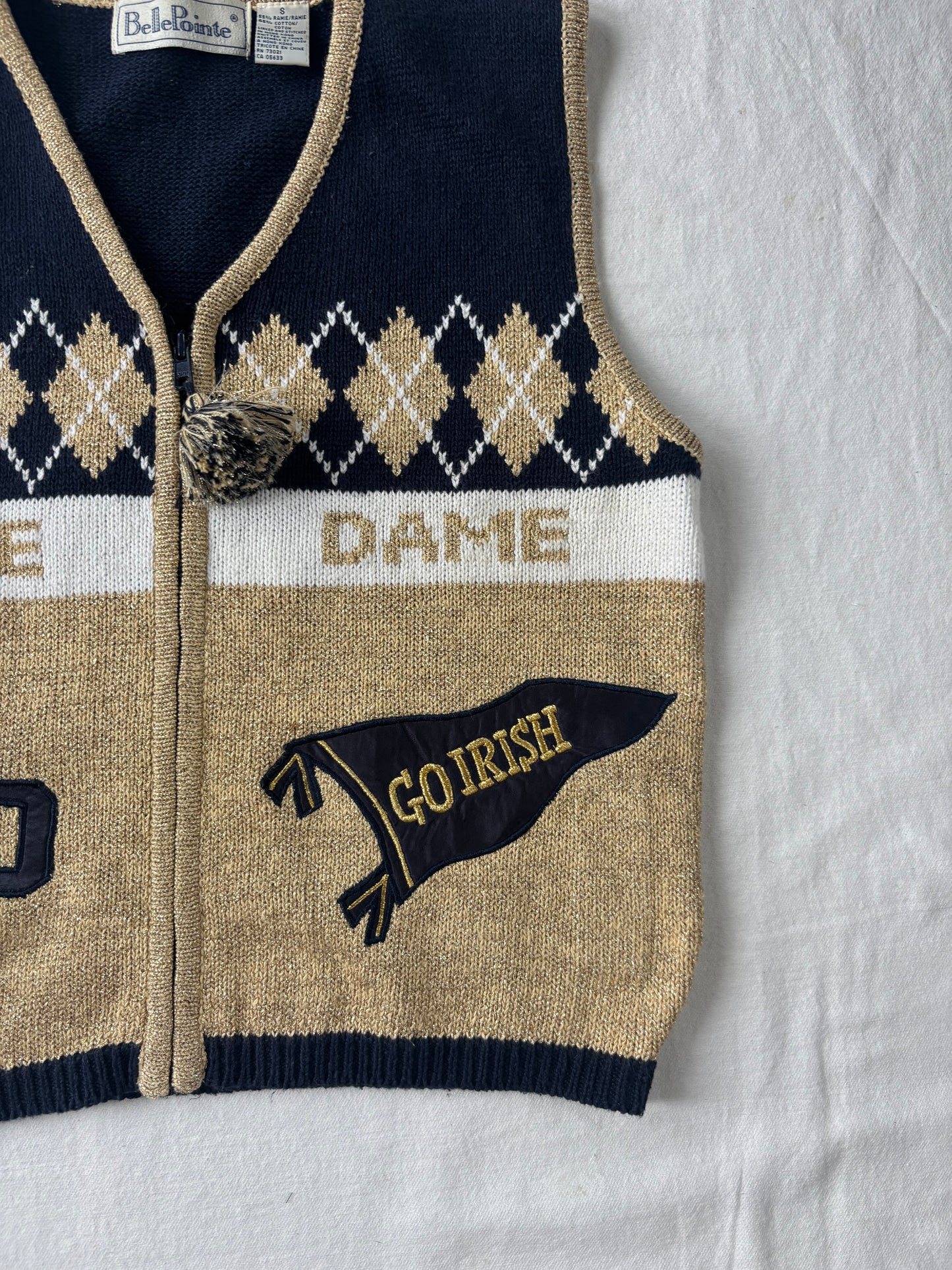 Vintage Notre Dame Fighting Irish Sweater Vest Womens Small