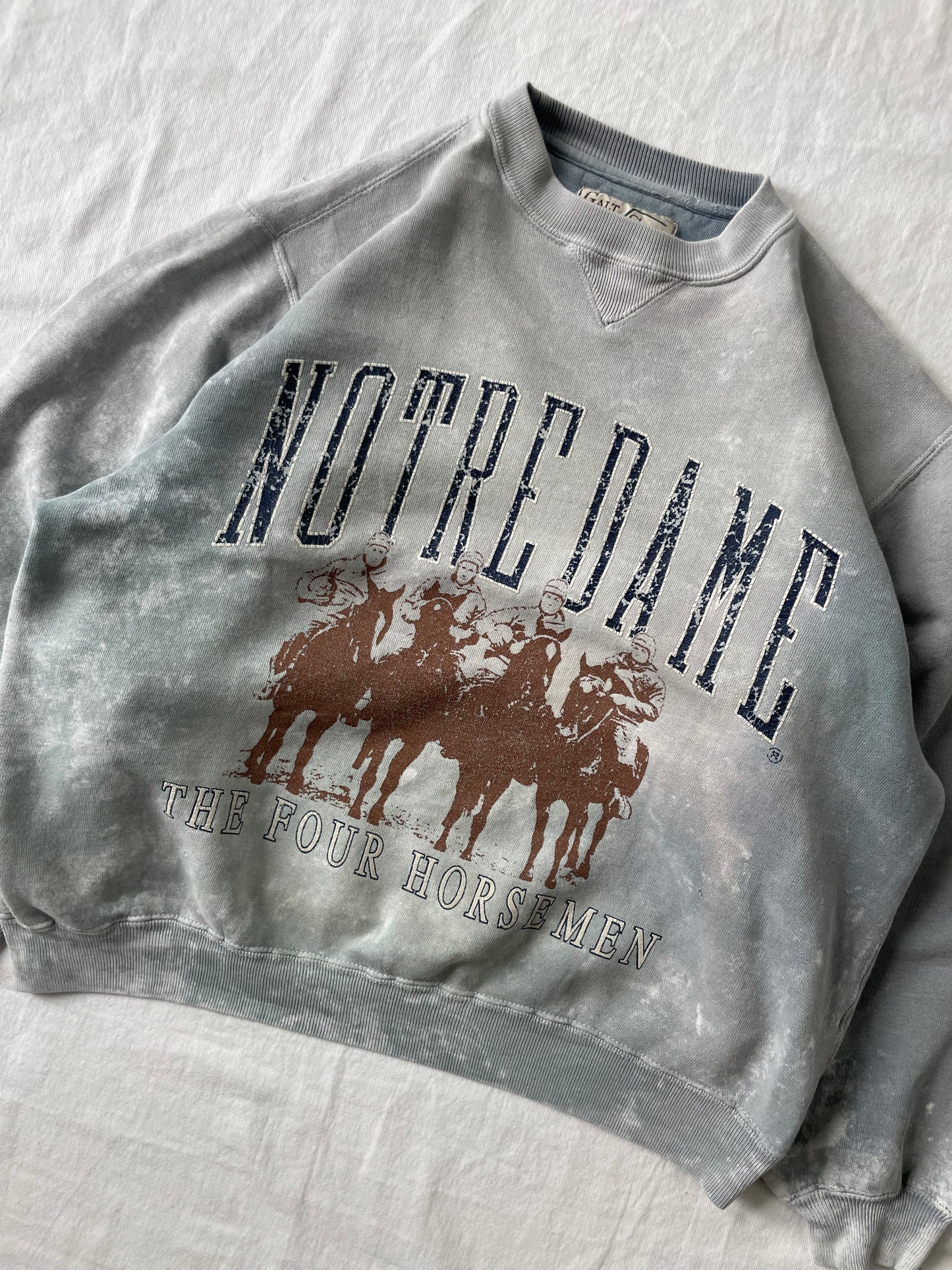 Vintage Notre Dame Four Horsemen Acid Washed Crewneck Medium