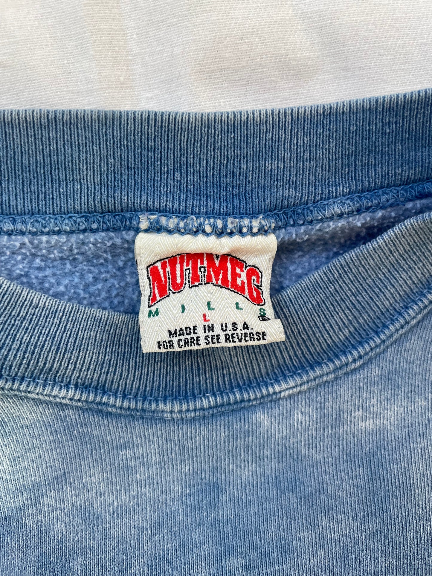 Vintage Notre Dame Acid Washed Blue Crewneck Large