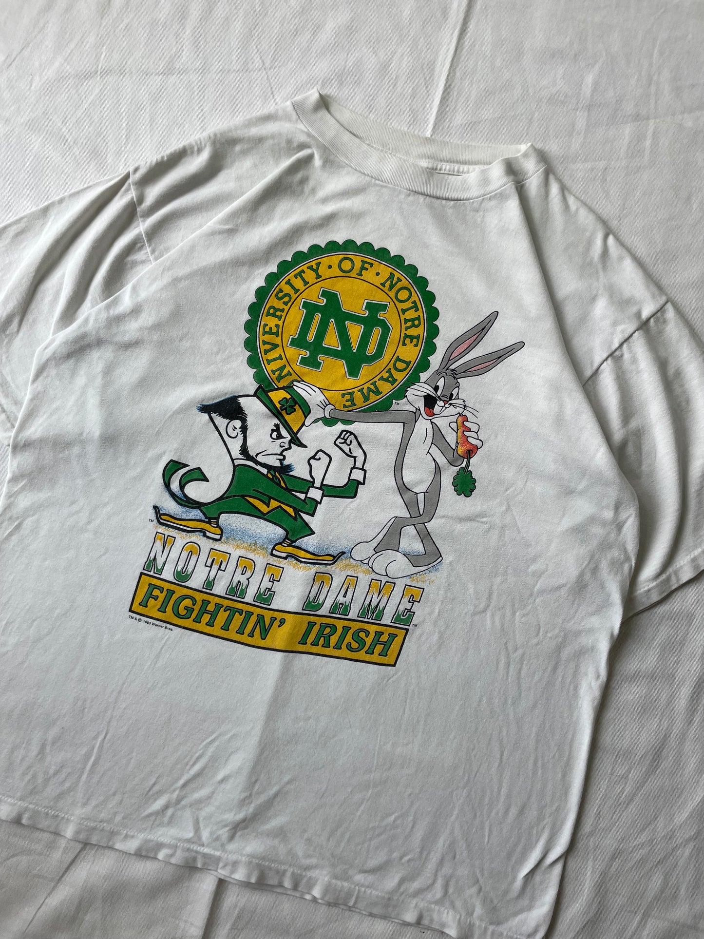 Vintage Notre Dame Bugs Bunny Looney Tunes Tee XLarge