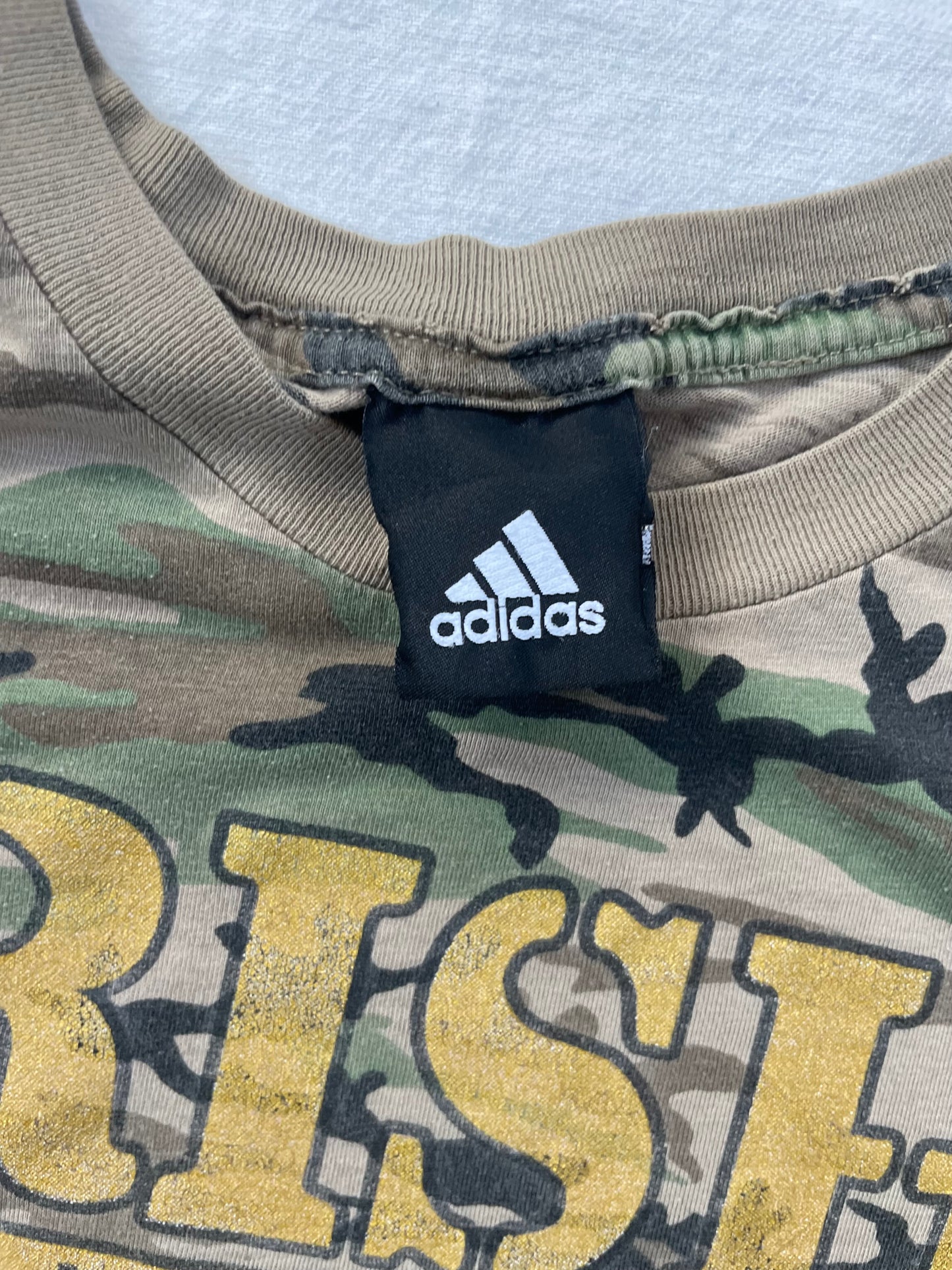 Vintage Notre Dame Basketball Camo Tee Large