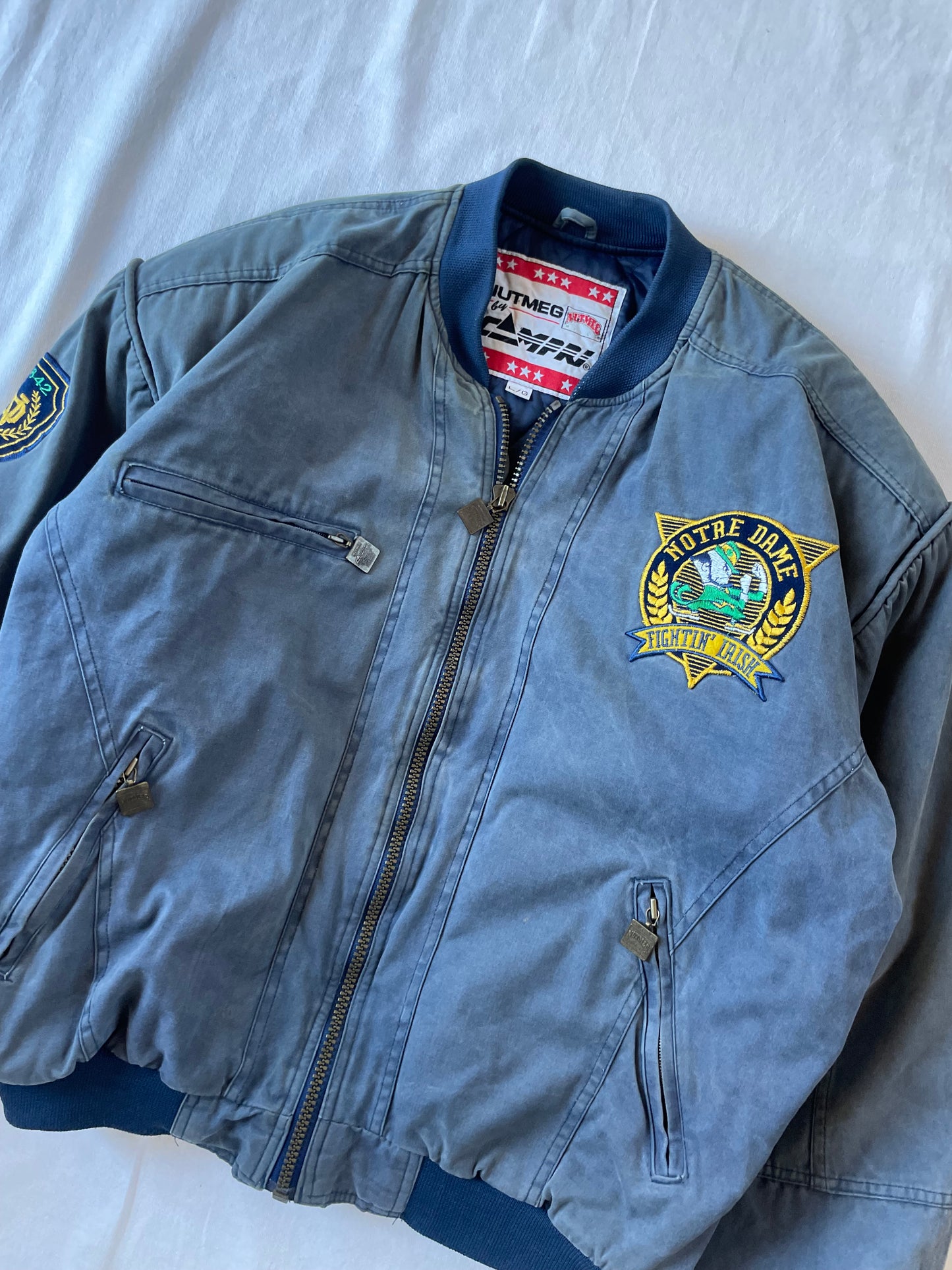 Vintage Notre Dame Bomber Jacket Large