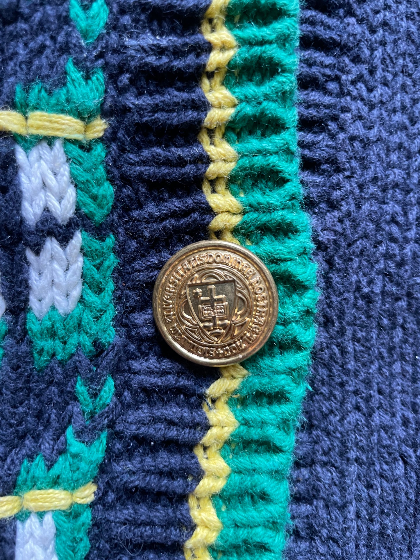 Vintage Notre Dame Knit Cardigan Sweater XLarge