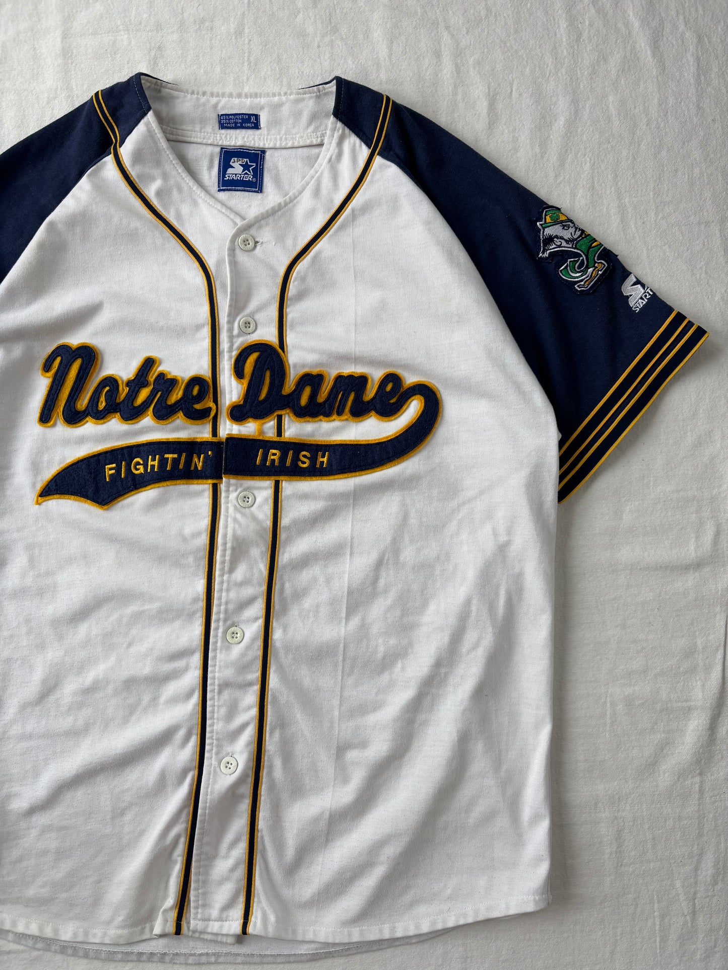 Vintage Notre Dame Starter Baseball Jersey XLarge