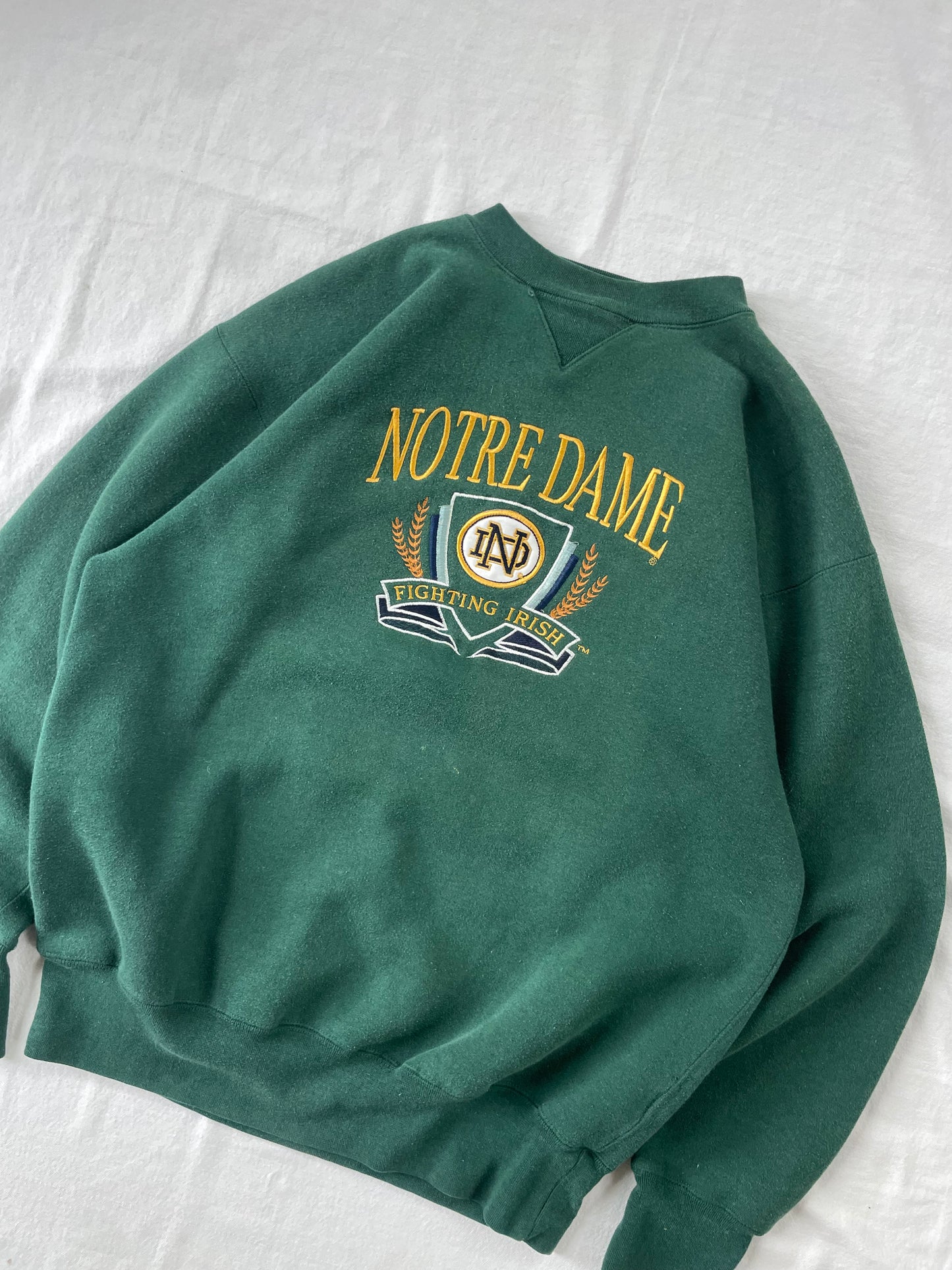 Vintage Notre Dame Green Crewneck Large