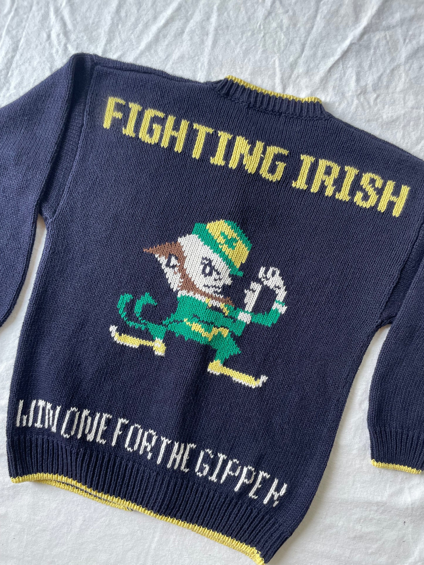 Vintage Notre Dame Knit Cardigan Sweater Medium