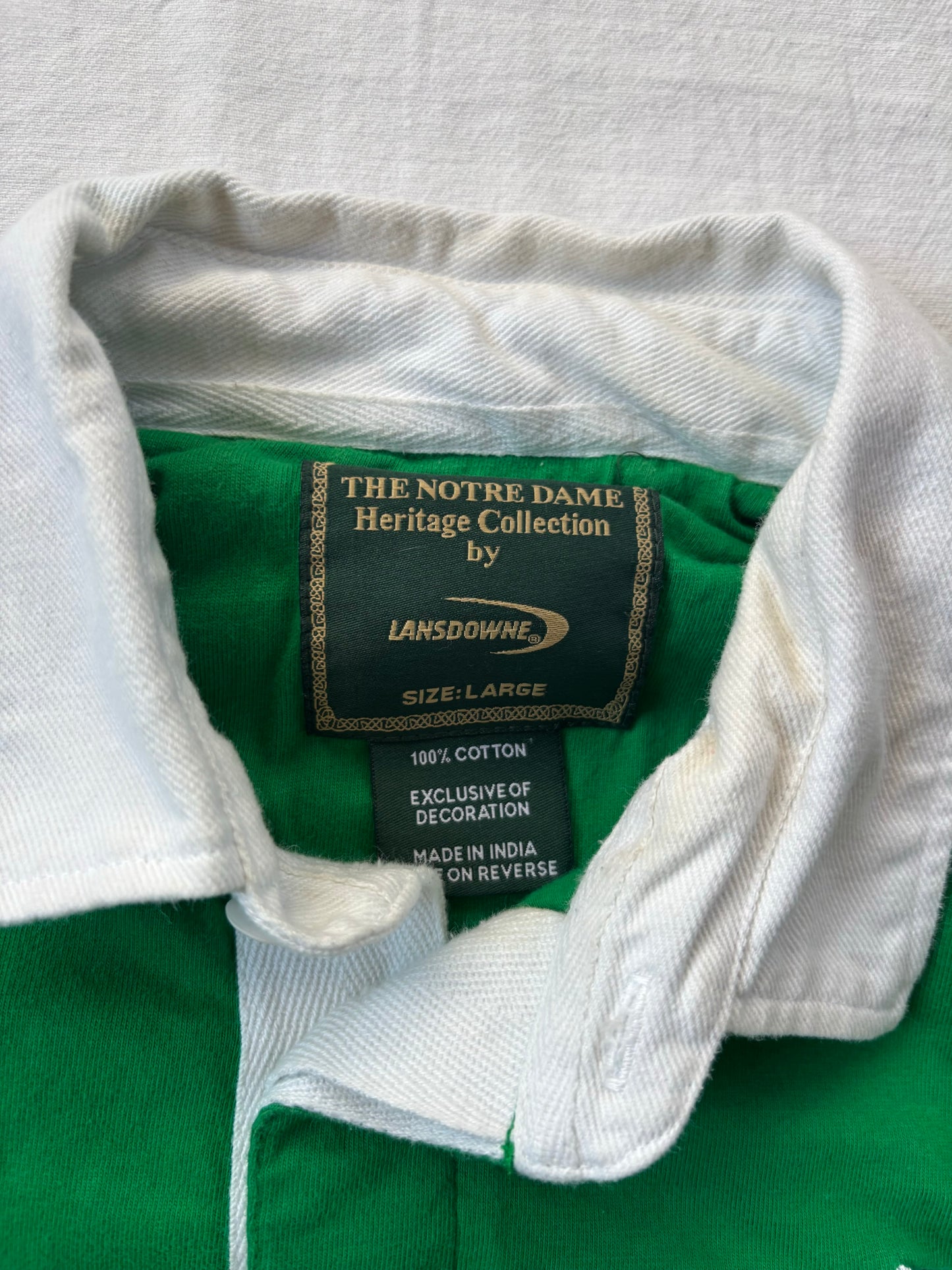 Vintage Notre Dame Green Rugby Polo Large