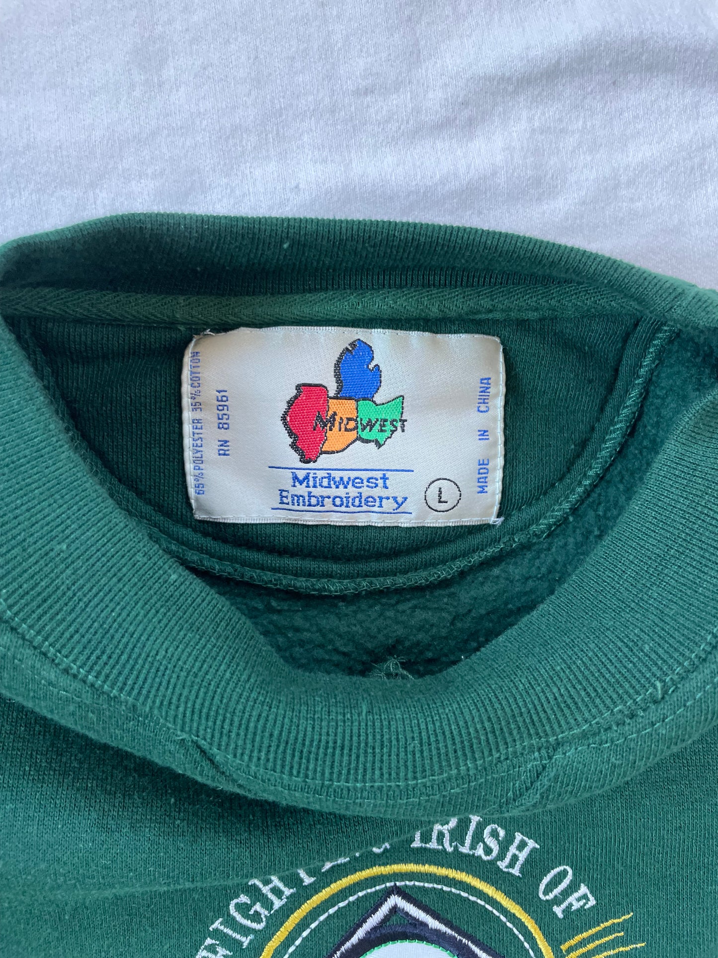 Vintage Notre Dame Green Crewneck Large