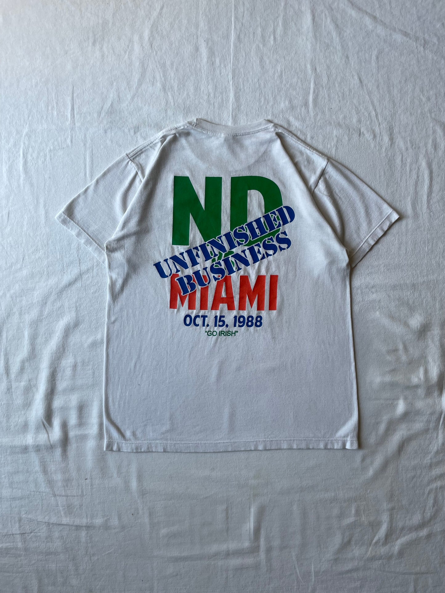 AUCTION! Vintage ORIGINAL 1988 CATHOLICS vs. CONVICTS ND vs. MIAMI Tee Medium