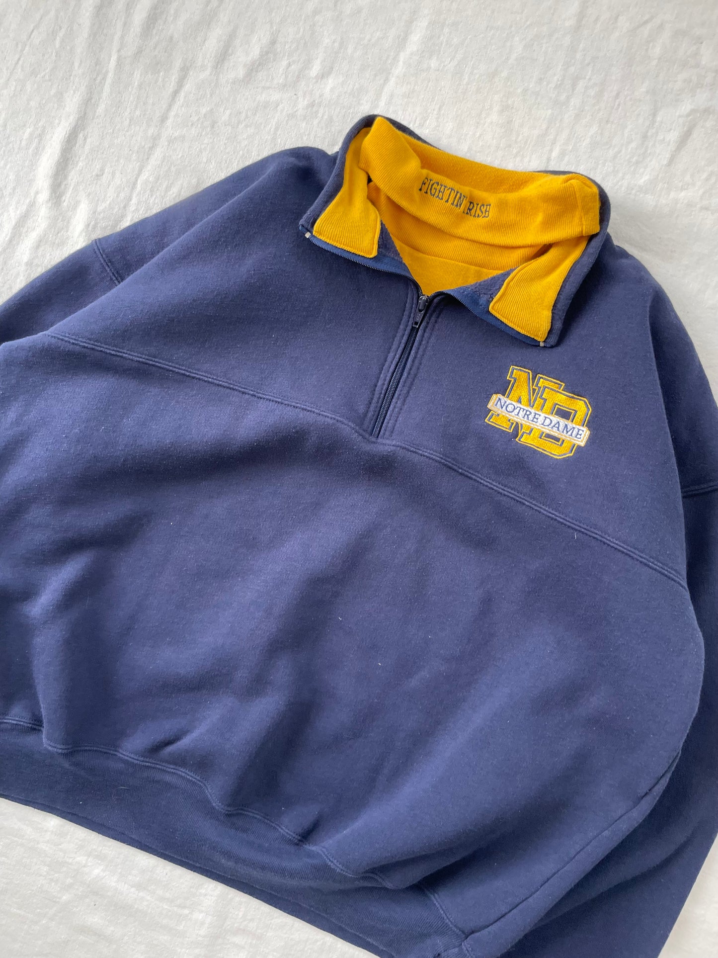 Vintage Notre Dame Quarter Zip Turtleneck Sweatshirt XLarge