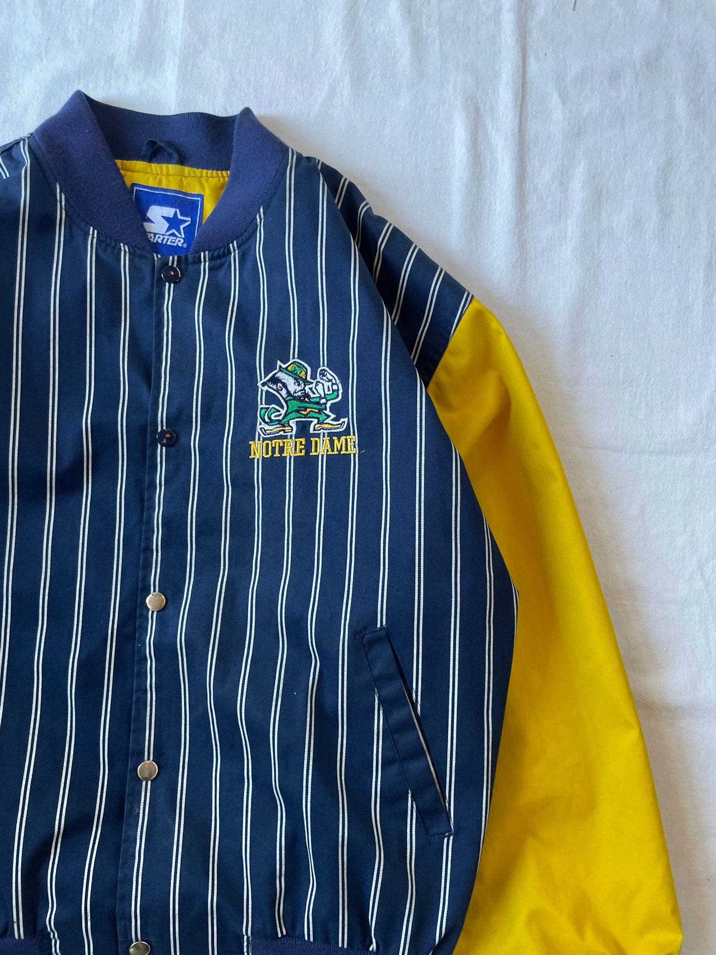 Vintage Notre Dame Striped Bomber Jacket Large