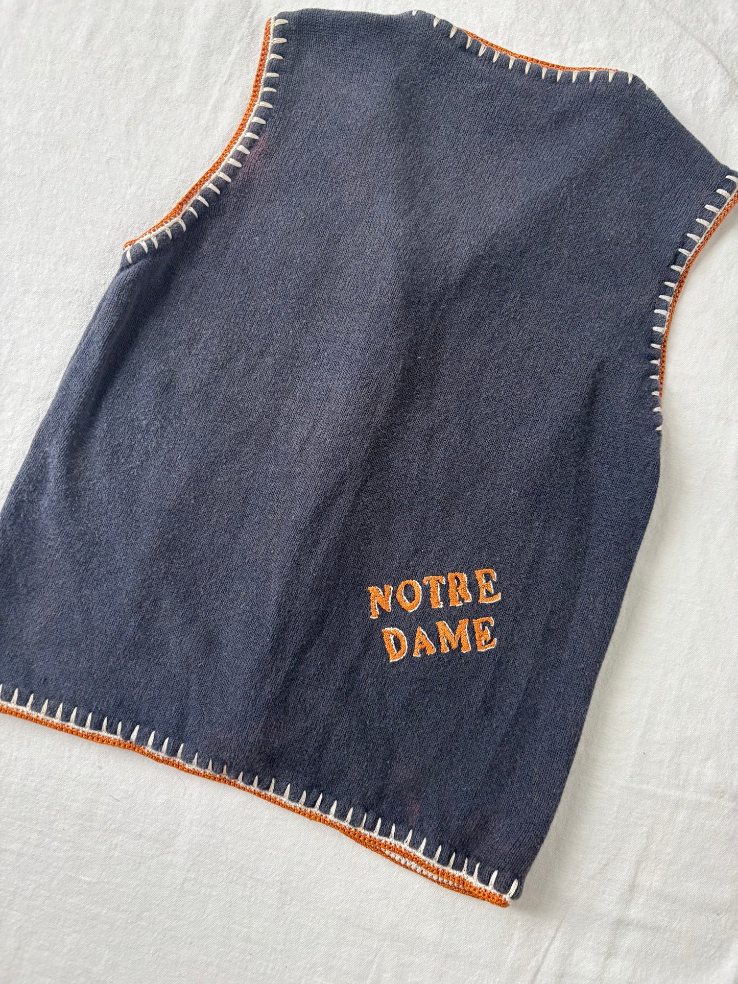 Vintage Notre Dame Sweater Vest Womens Small DISTRESSED