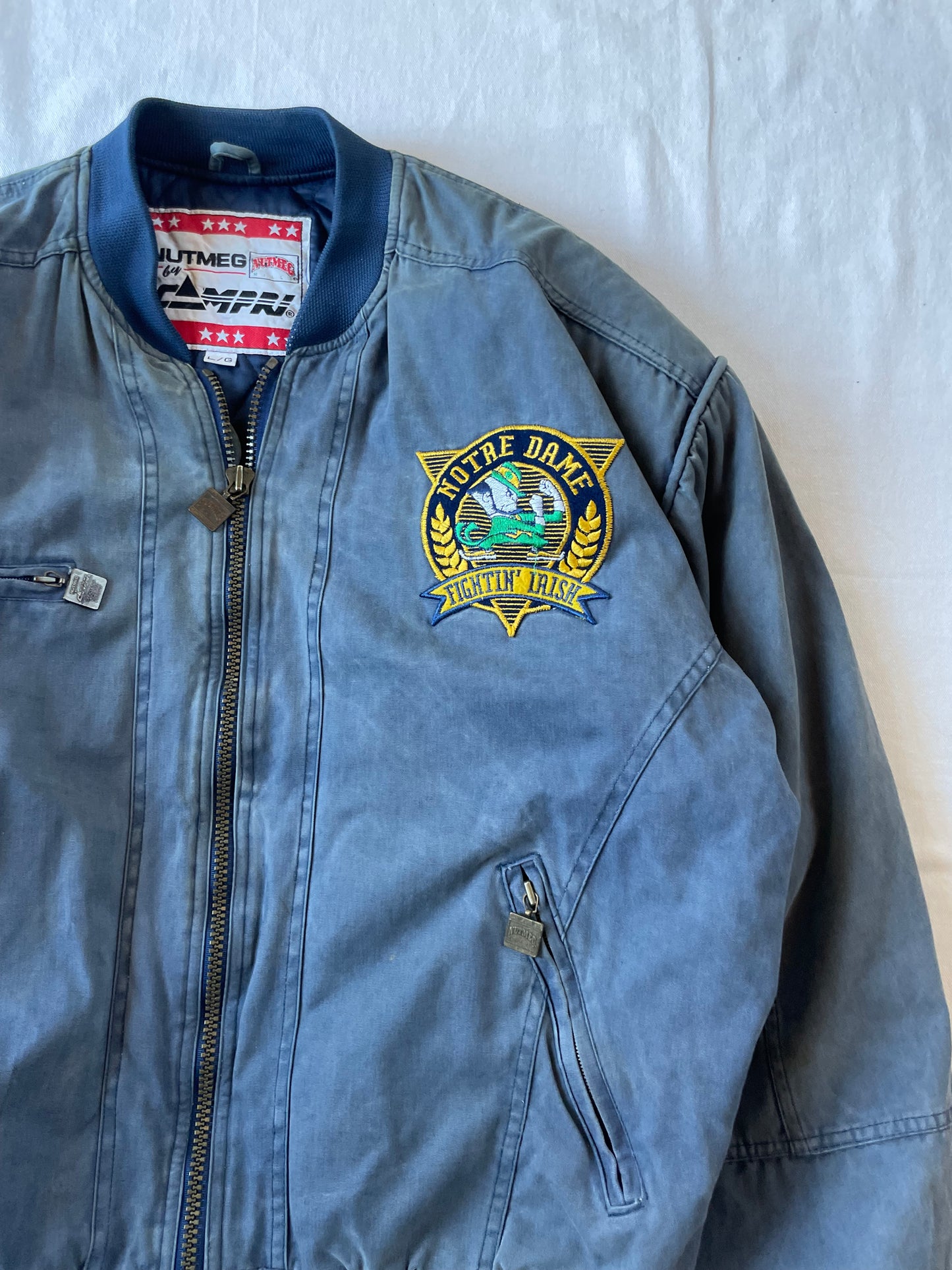 Vintage Notre Dame Bomber Jacket Large