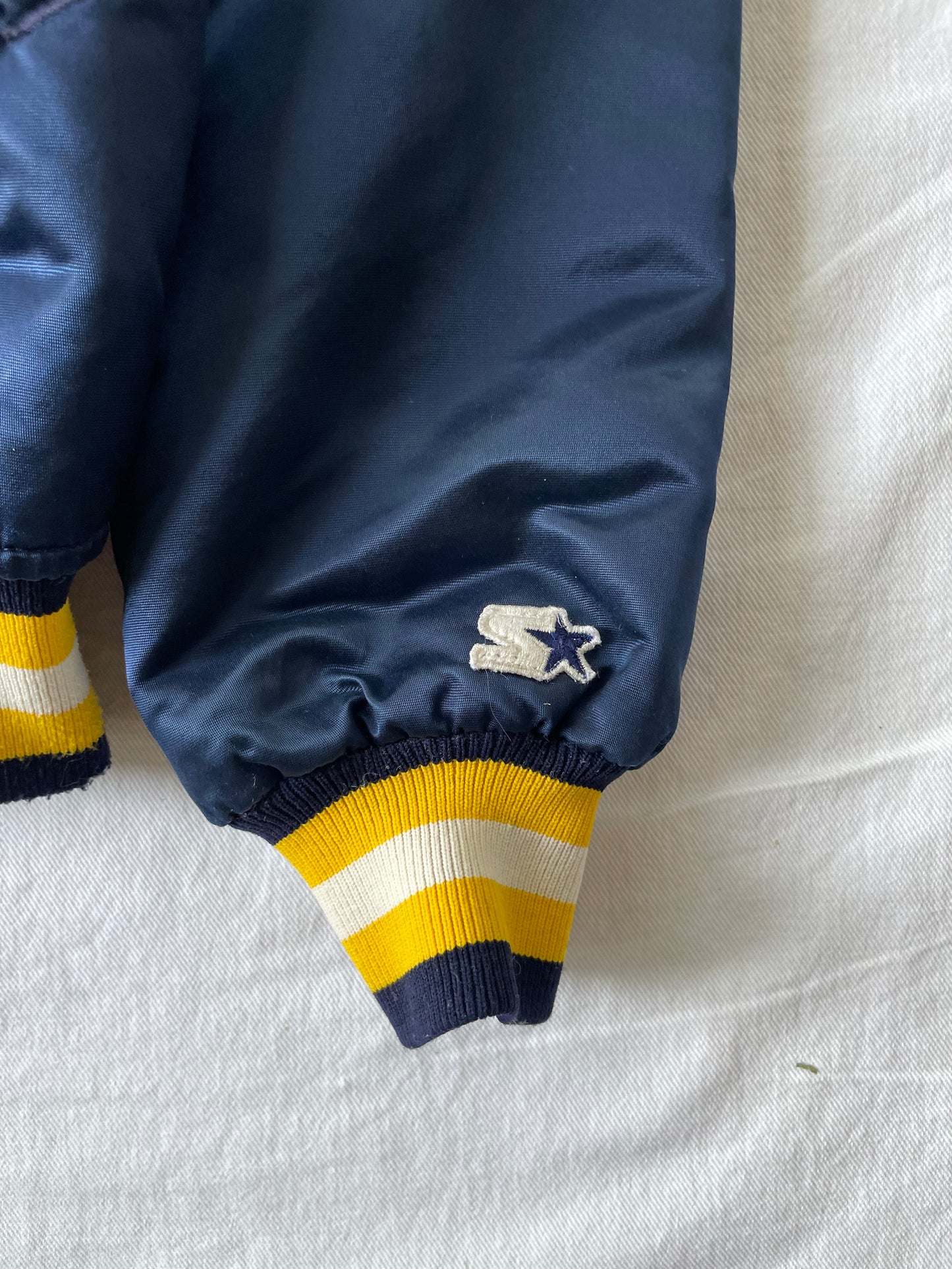 Vintage Notre Dame Satin Starter Bomber Jacket Large