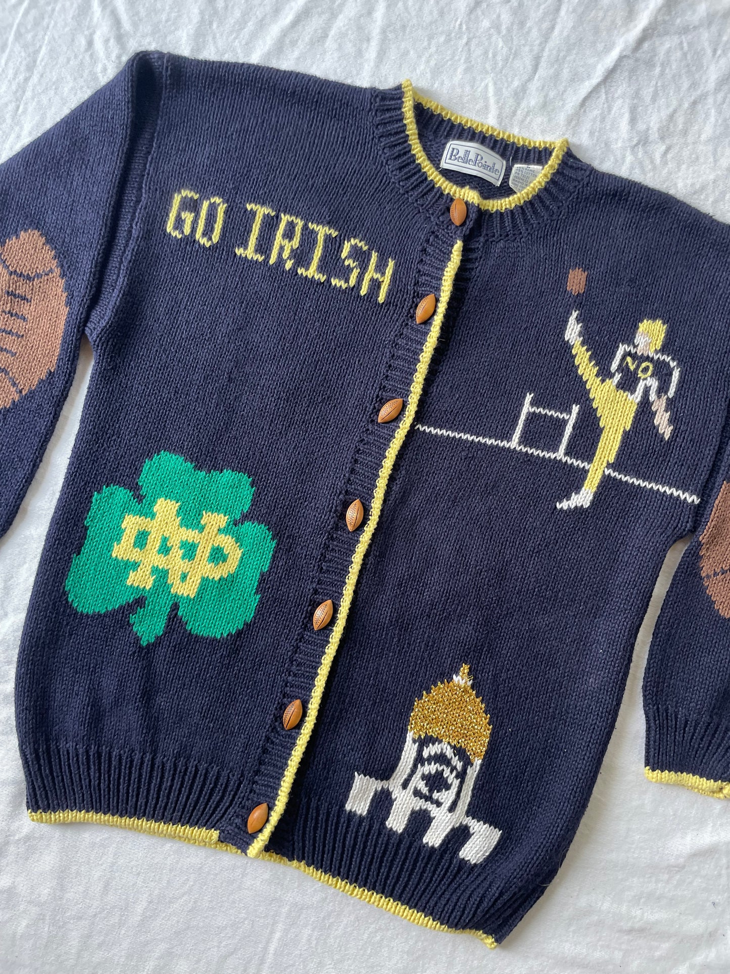 Vintage Notre Dame Knit Cardigan Sweater Medium