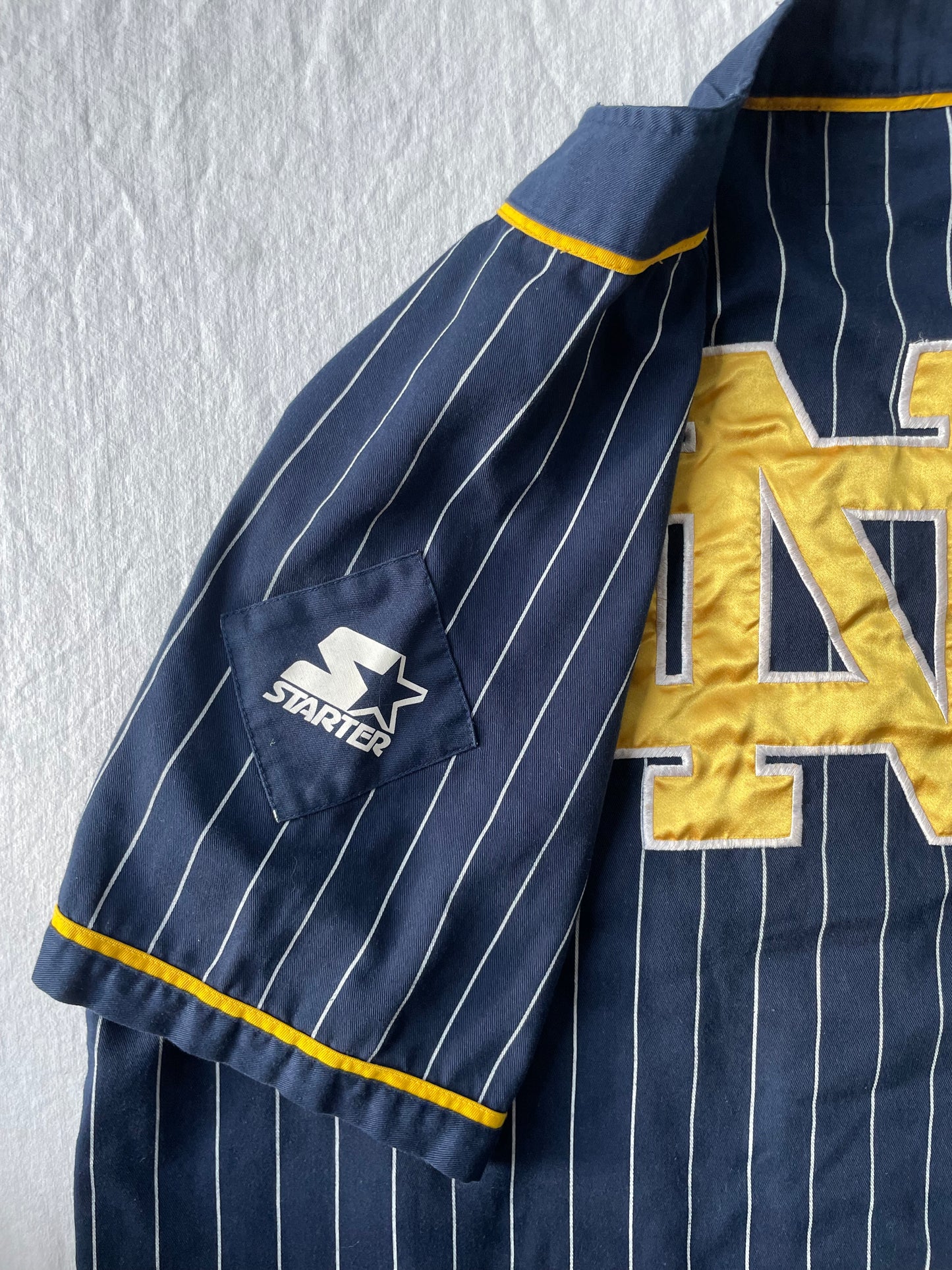 Vintage Notre Dame Starter Pinstriped Baseball Jersey XLarge