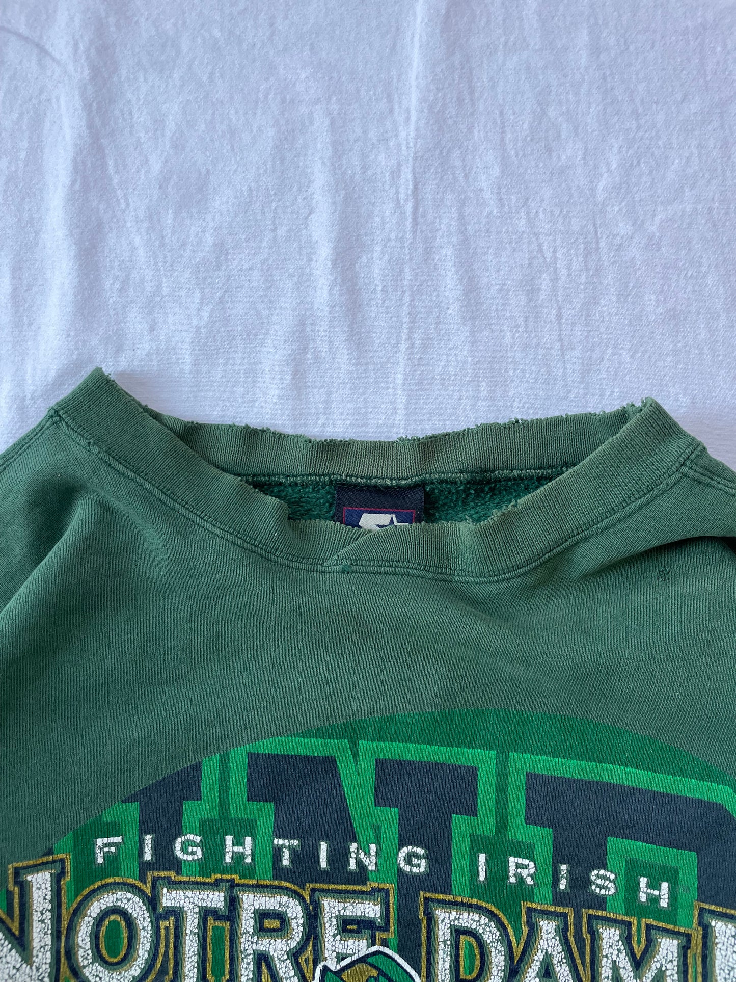 Vintage Notre Dame Green Crewneck Medium Distressed