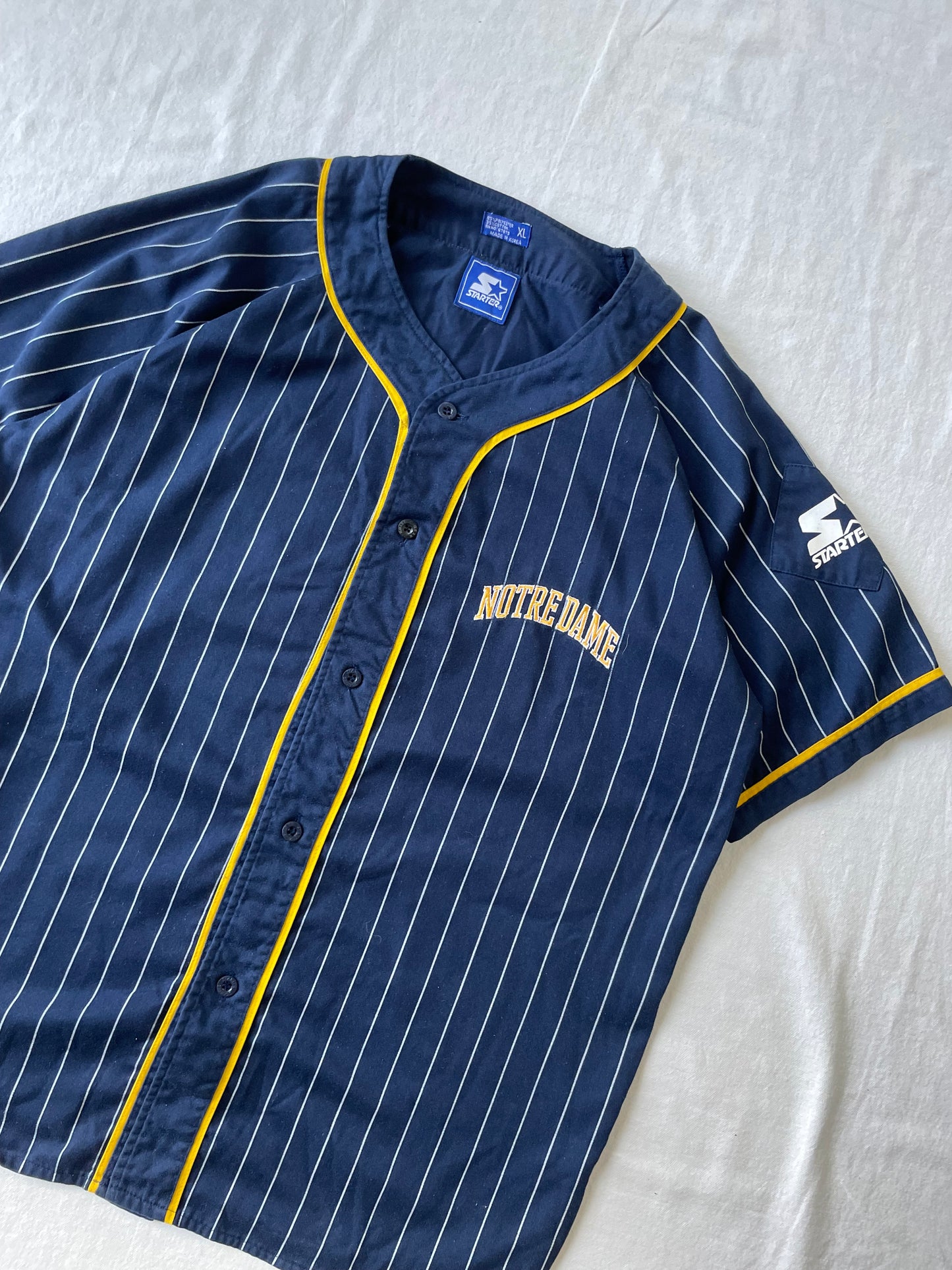 Vintage Notre Dame Pinstripe Baseball Jersey XLarge