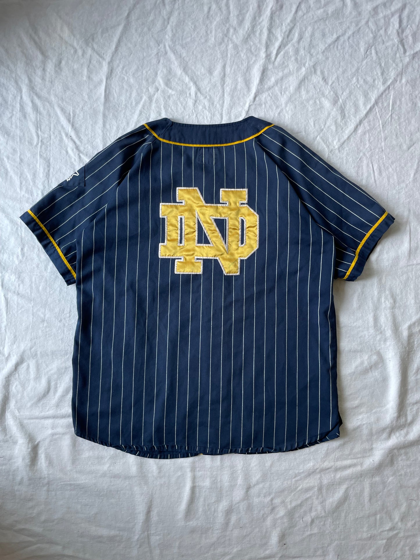 Vintage Notre Dame Pinstriped Baseball Jersey XLarge