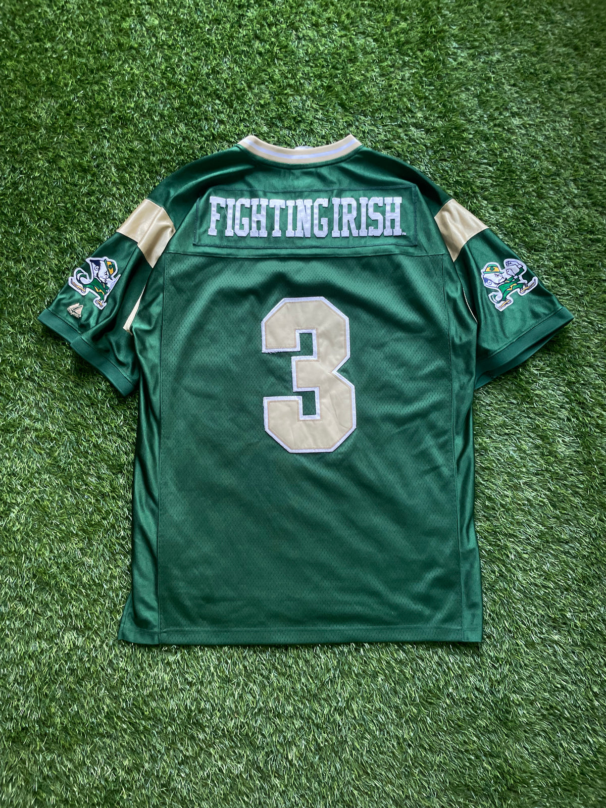 Vintage Notre Dame Green #3 Football Jersey Large/XLarge