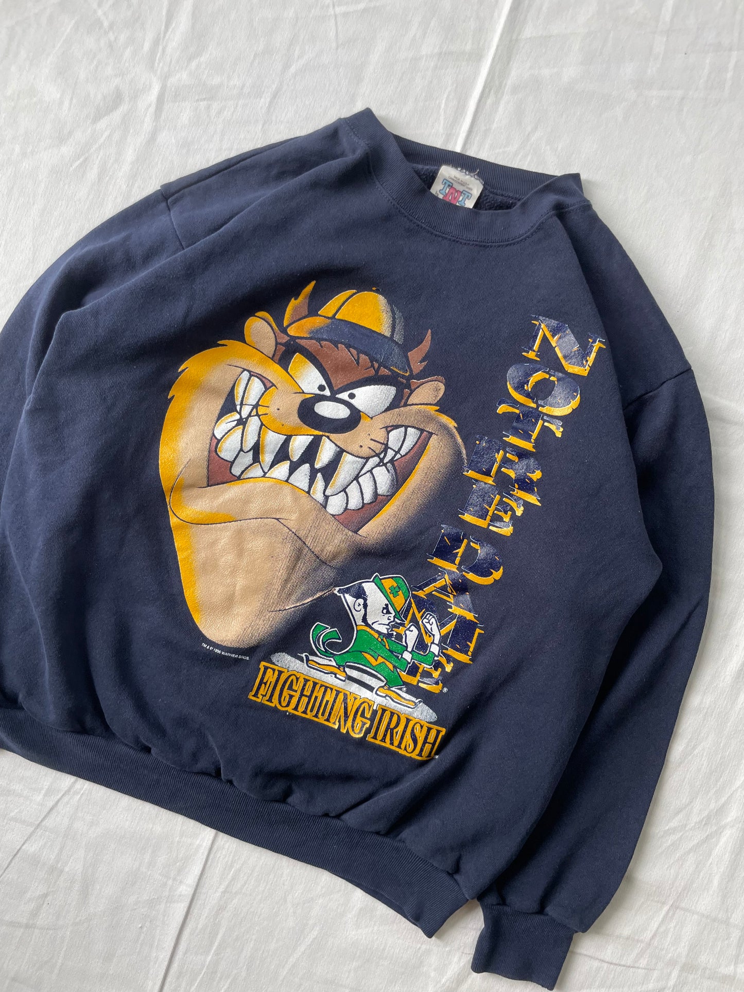 Vintage Notre Dame Taz Looney Tunes Crewneck XLarge