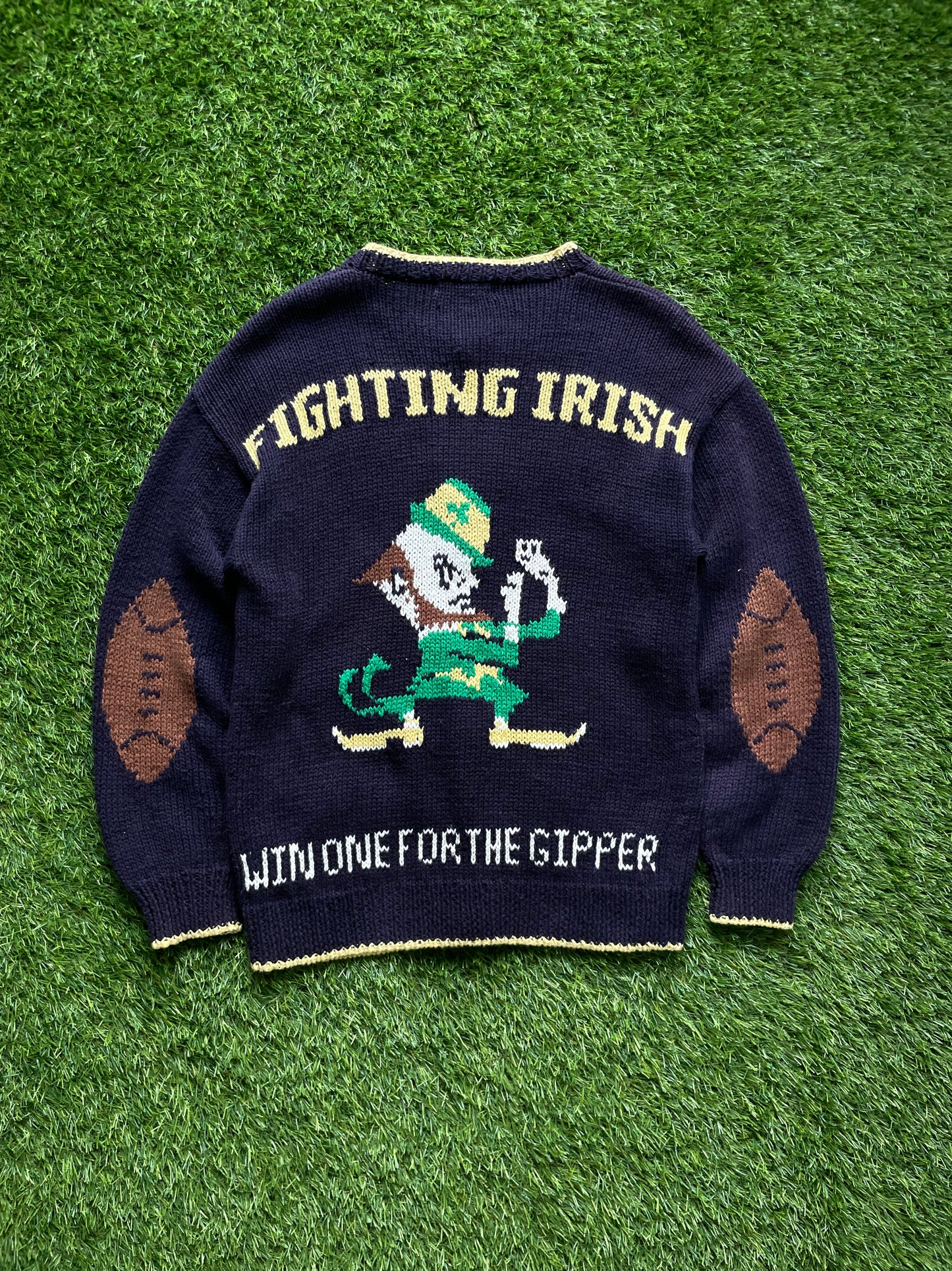 Vintage Notre Dame Football Knit Cardigan Sweater Medium