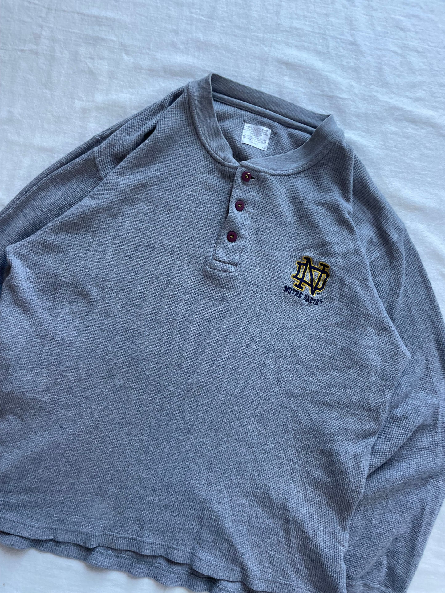 Vintage Notre Dame Thermal Long Sleeve Large