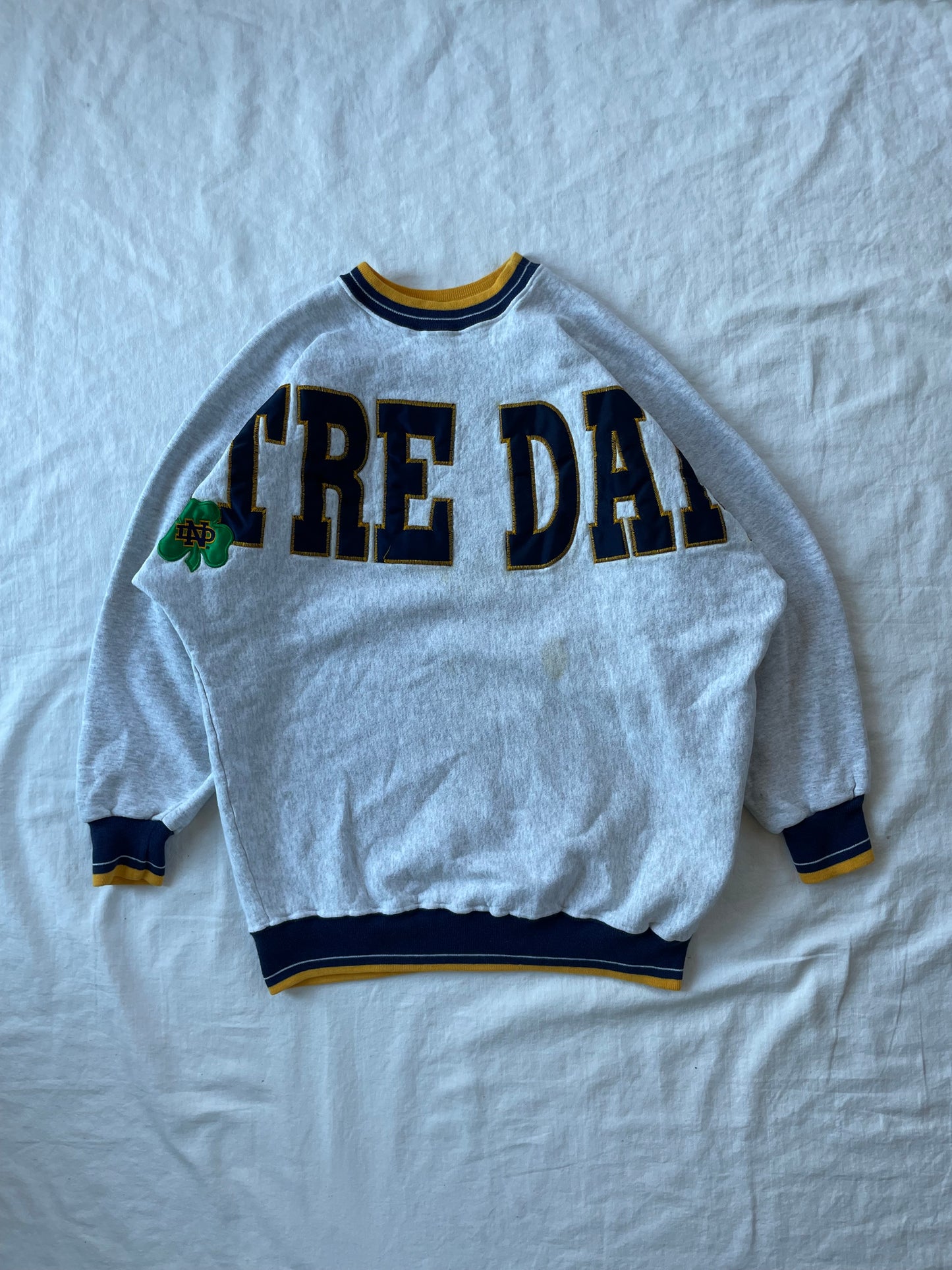 Vintage Notre Dame Spell Out Clover Crewneck XLarge