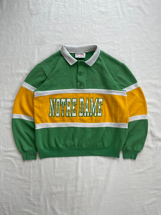 Vintage Notre Dame Rugby Polo Sweatshirt Large