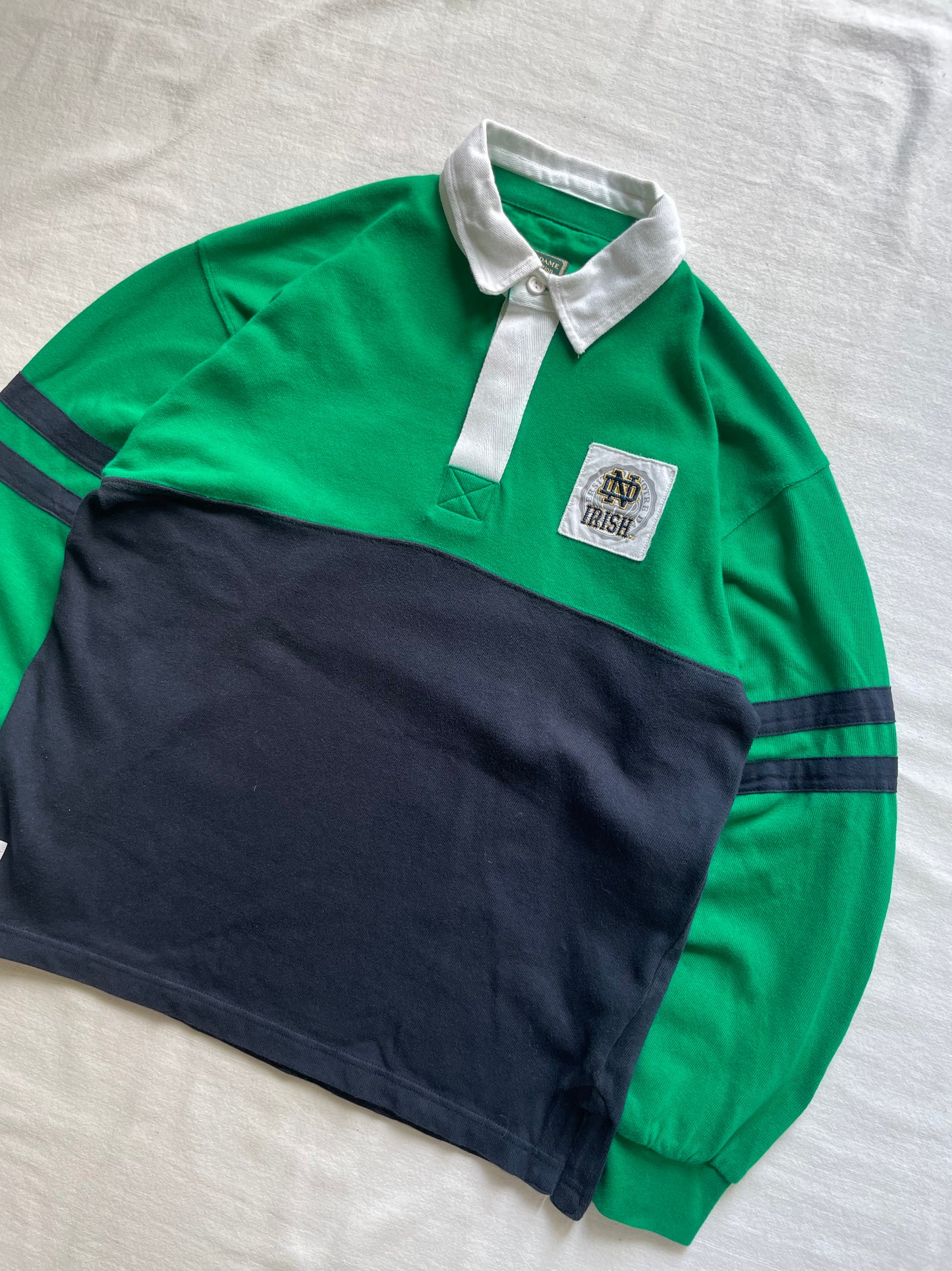 Vintage Notre Dame Green Irish Rugby Polo Small