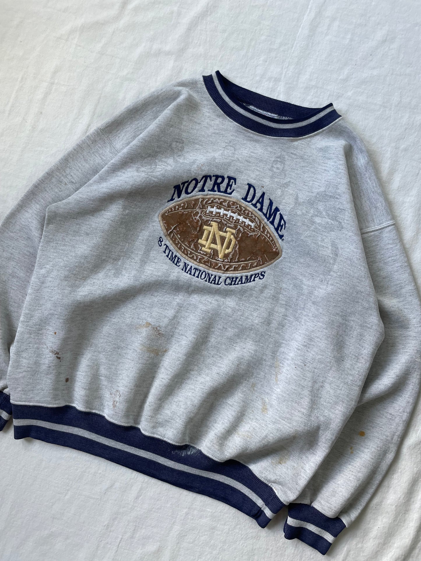 Vintage Notre Dame 8 Time National Champs Crewneck Large